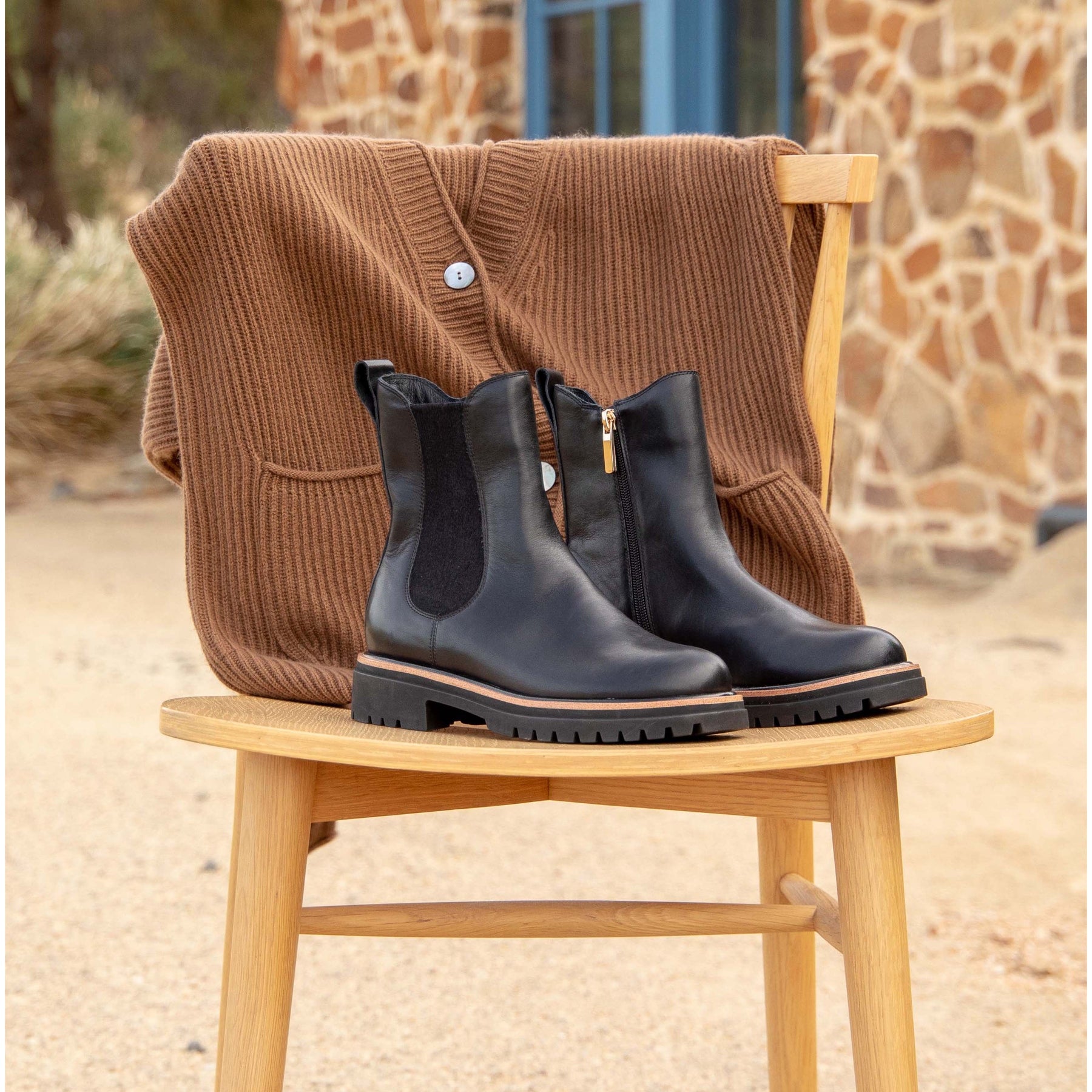 ABBEY LEATHER CHELSEA ANKLE BOOTS