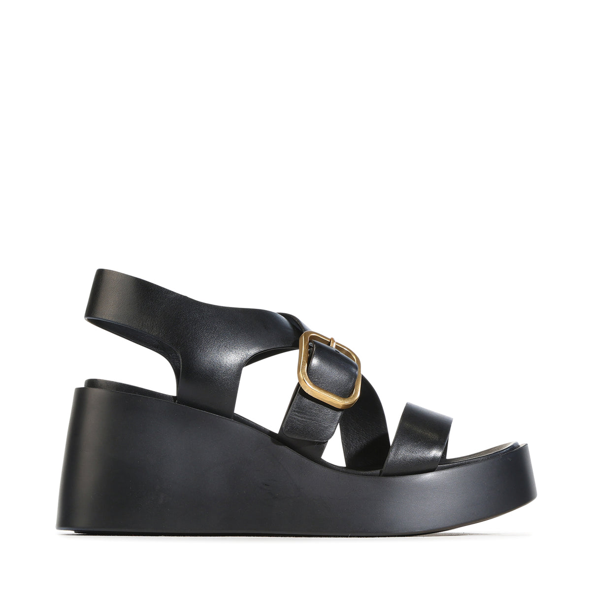 EOS Footwear Arianis Leather Sandal Wedge in Black
#Color_Black