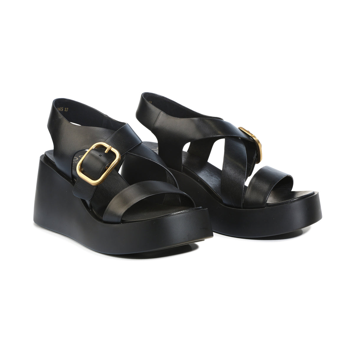 EOS Footwear Arianis Leather Sandal Wedge in Black
#Color_Black