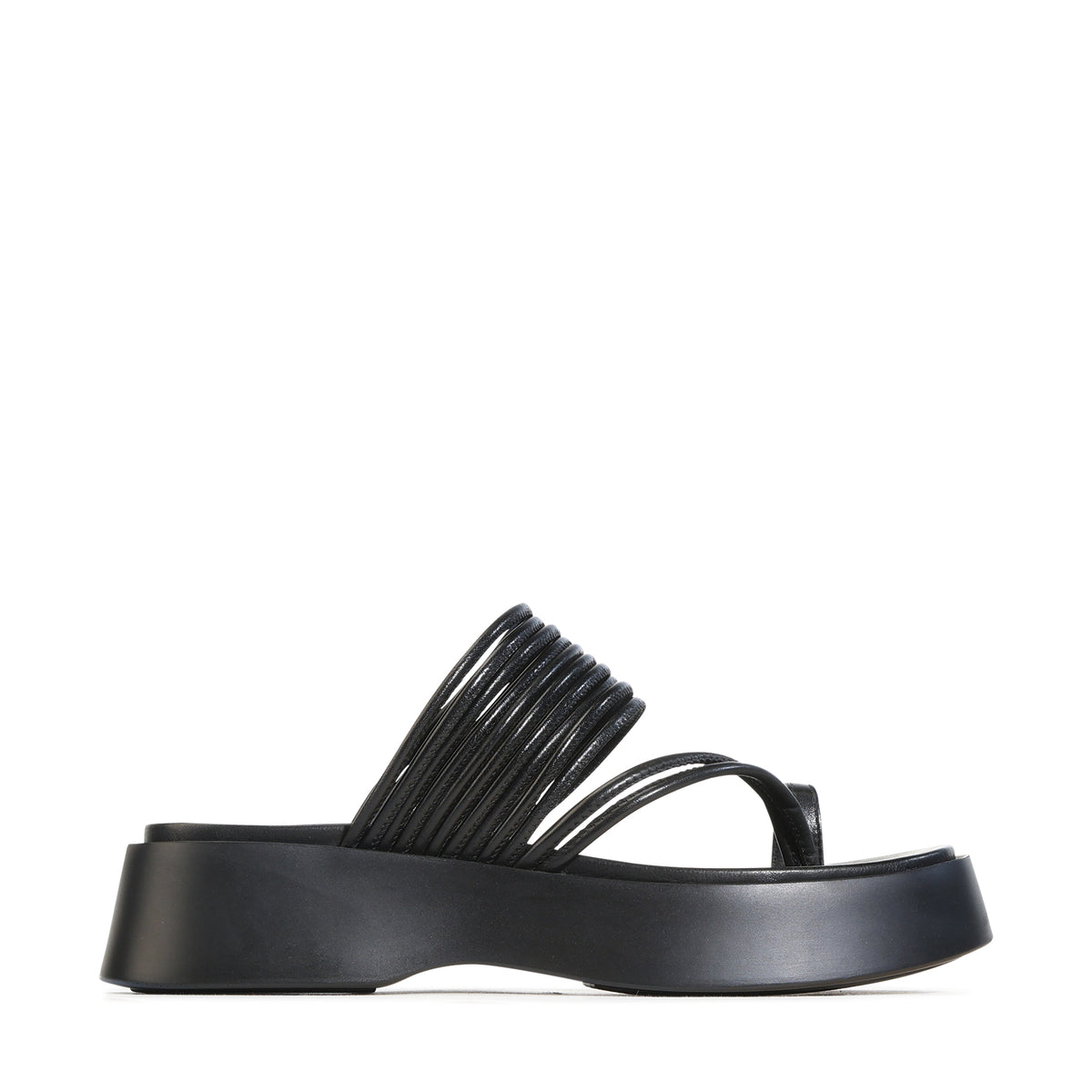 EOS Footwear Bari Leather Flatform Slide in Black
#Color_black