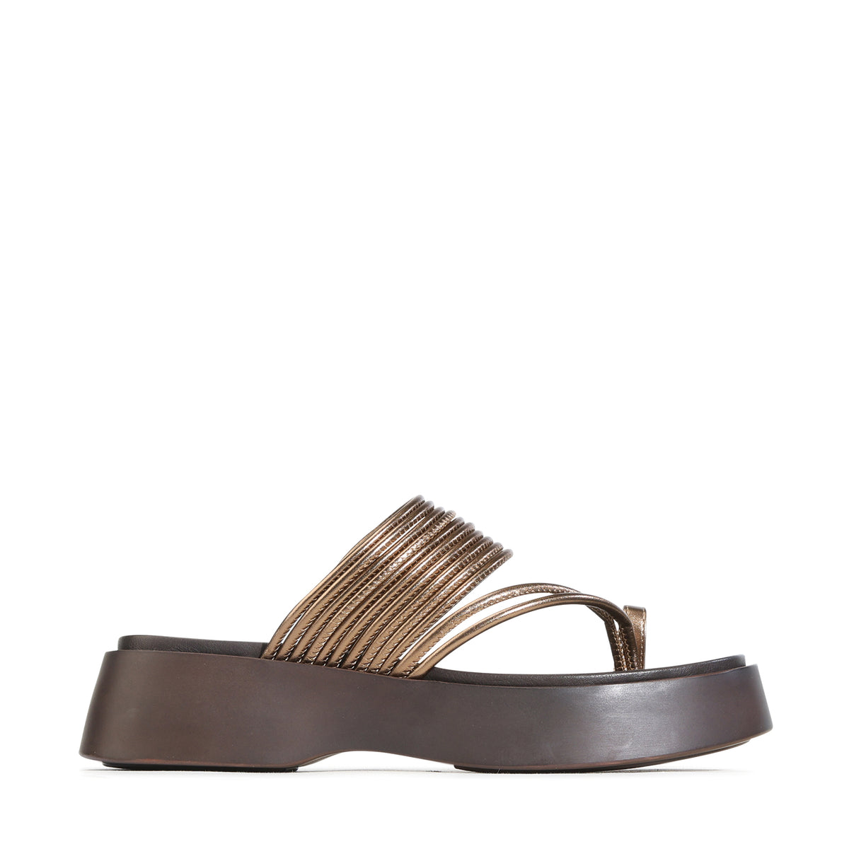 EOS Footwear Bari Leather Flatform Slide in Bronze
#Color_bronze