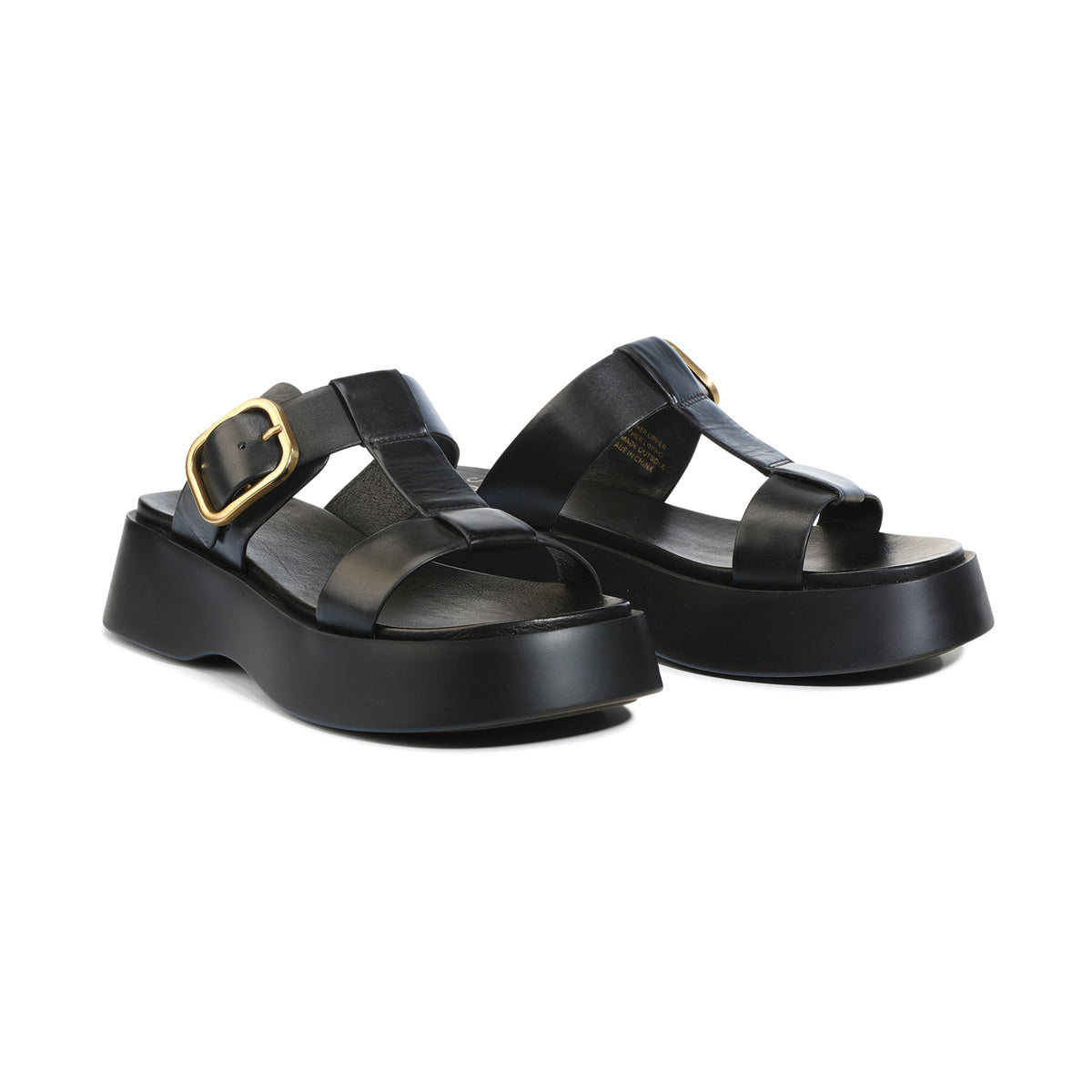 EOS Footwear Baria Leather Flatform Slide in Black
#Color_black