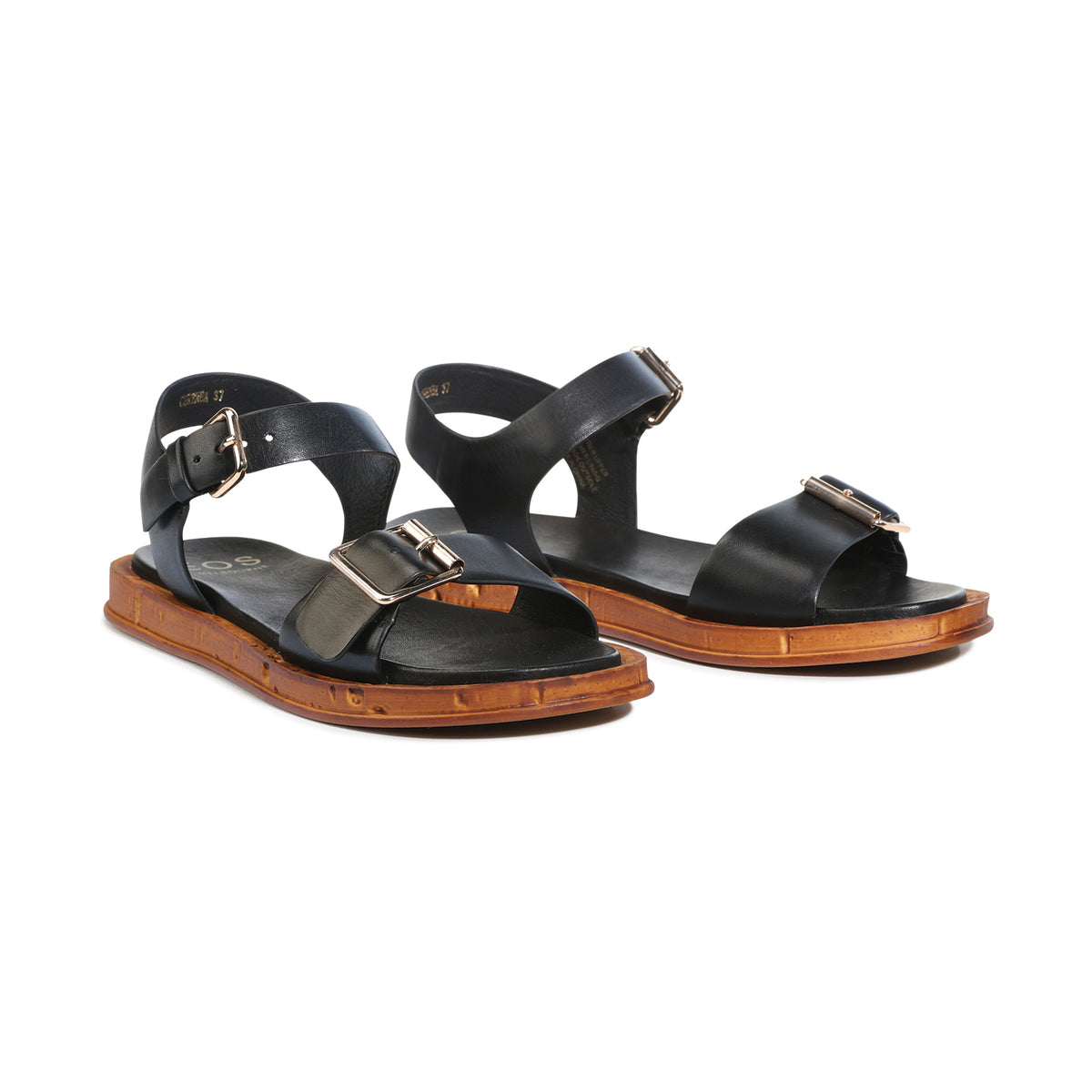 EOS Footwear Cerena Leather Sandal in Black
#Color_Black