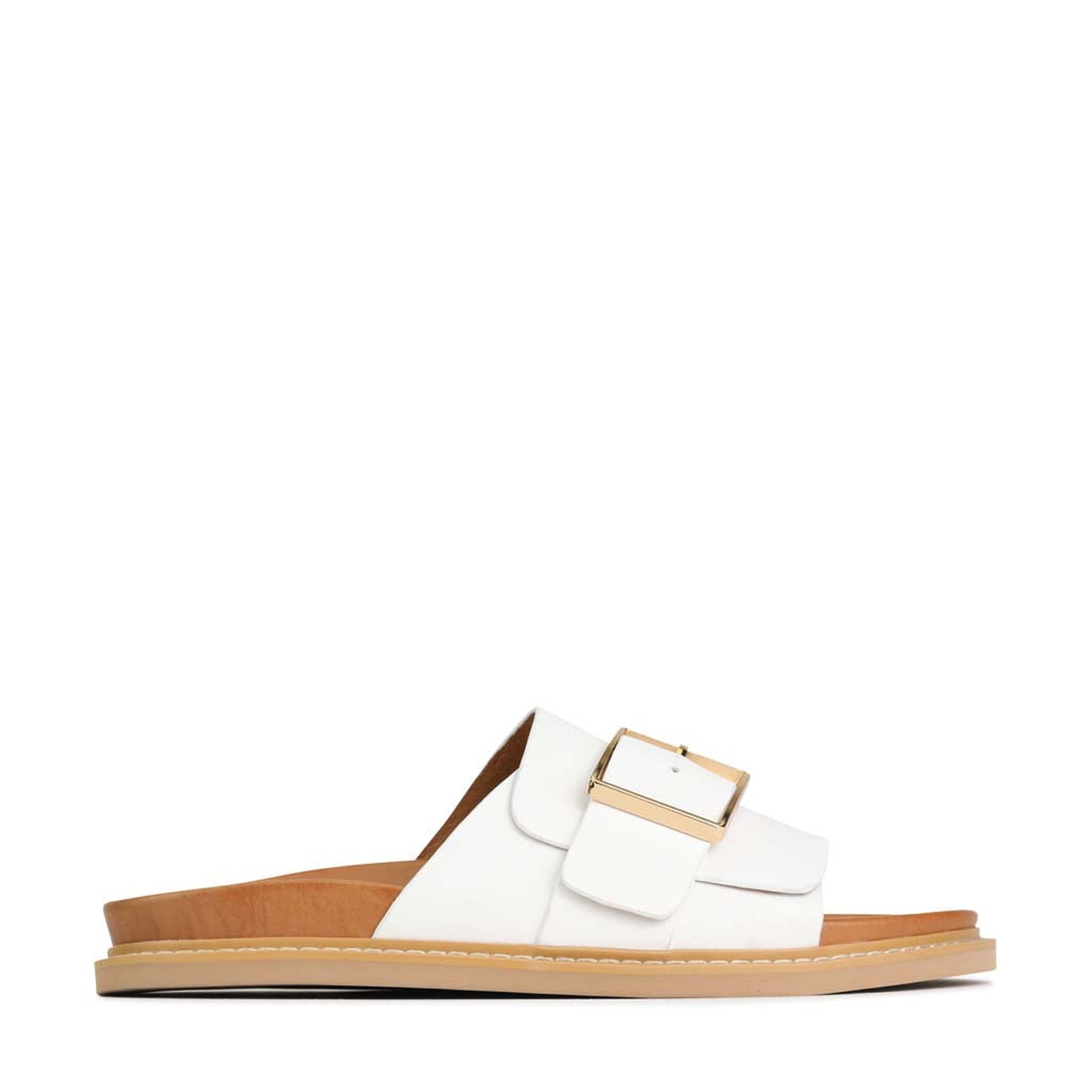 White leather best sale slide sandals