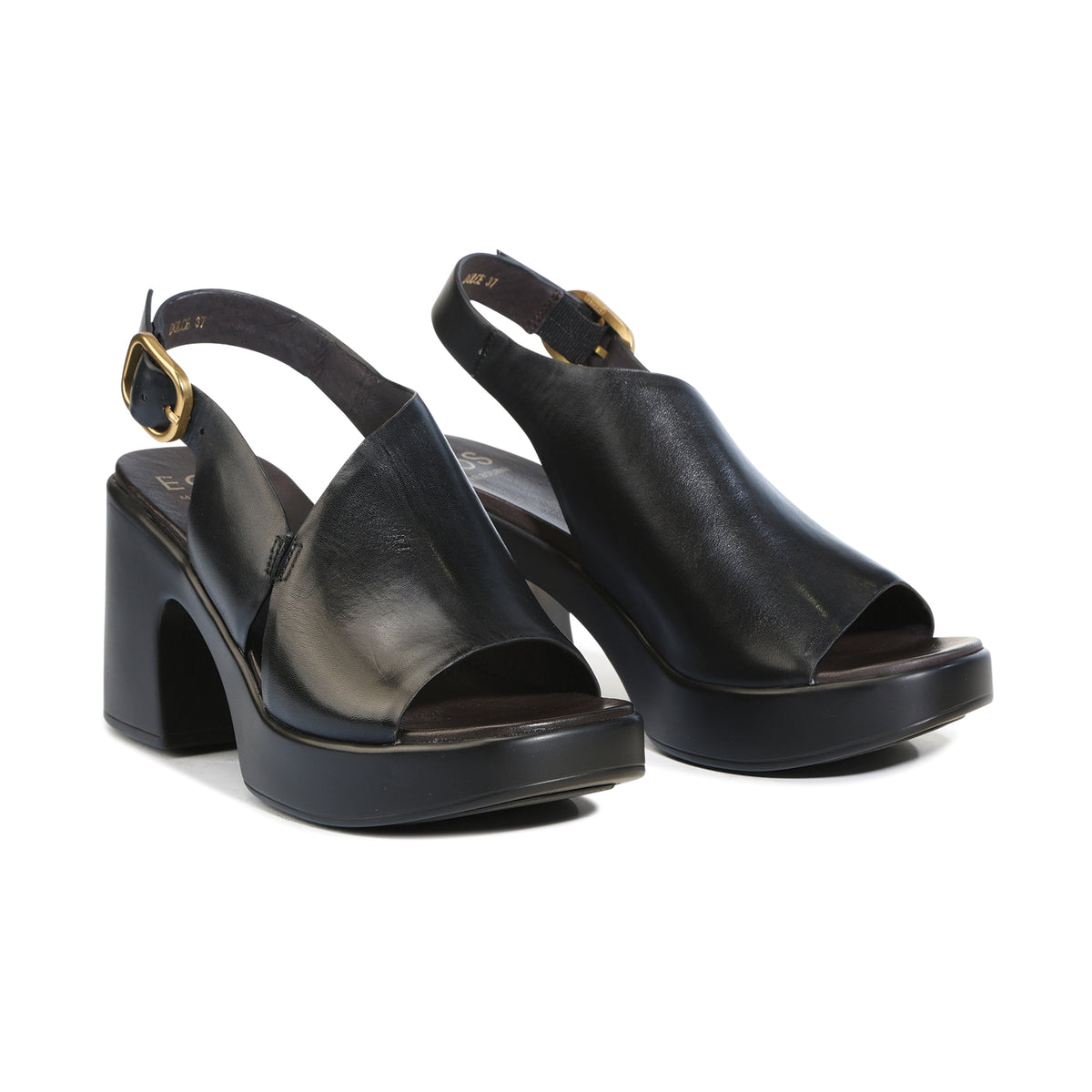 EOS Footwear Dolce Leather Block Heel in black
#Color_black