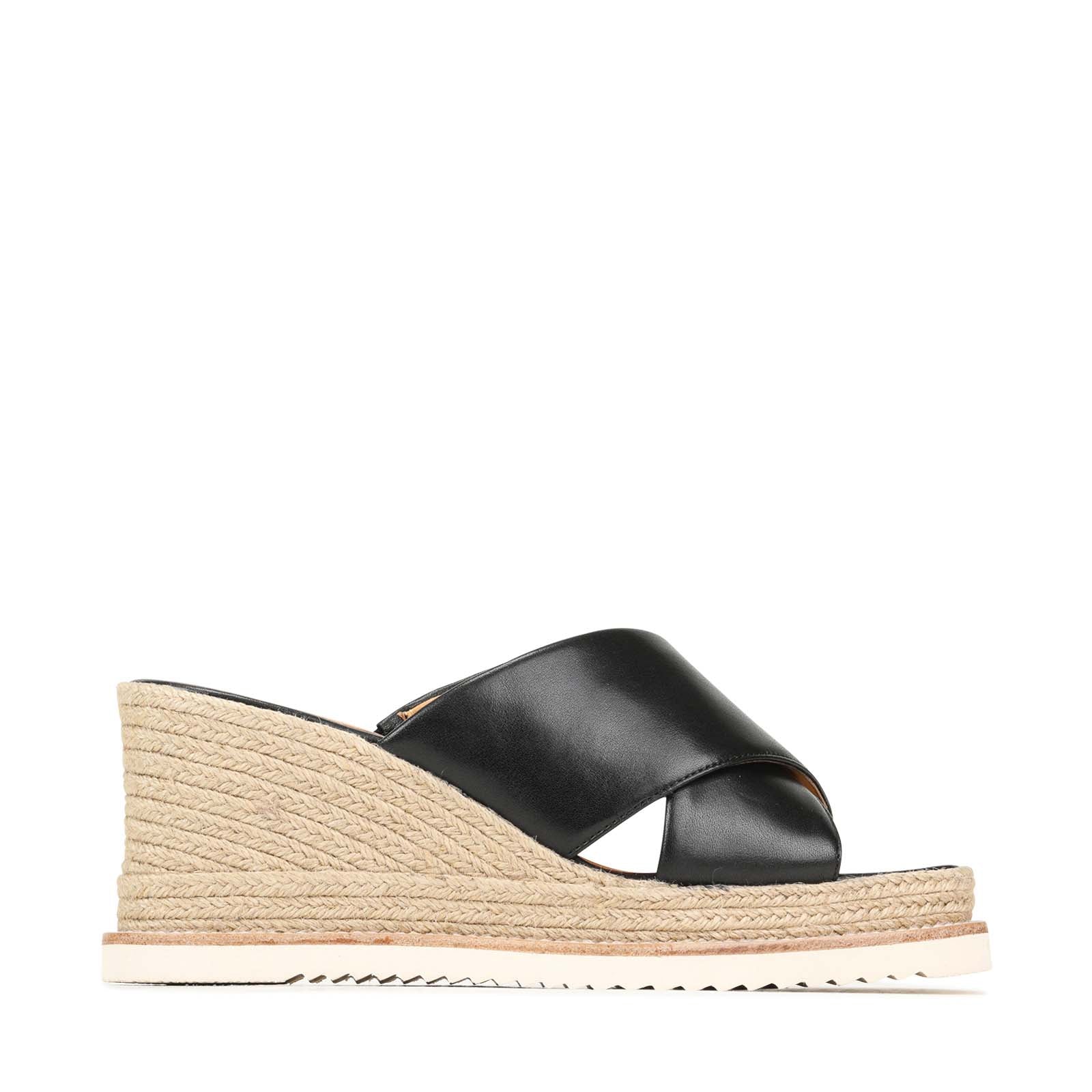 ZELIE LEATHER WEDGE ESPADRILLE SANDALS