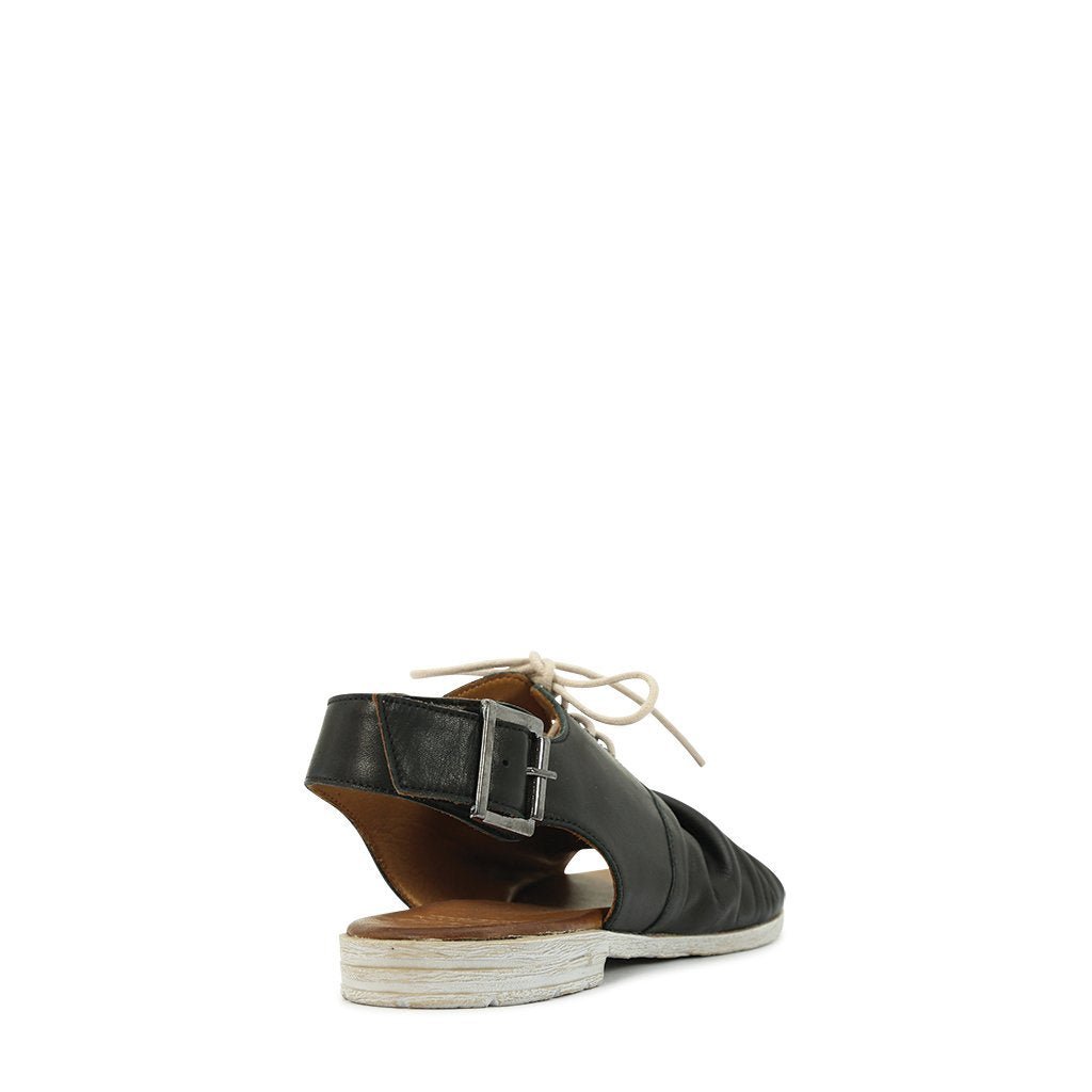 Louelle Leather Sling Back Sandals - EOS Footwear #color_black