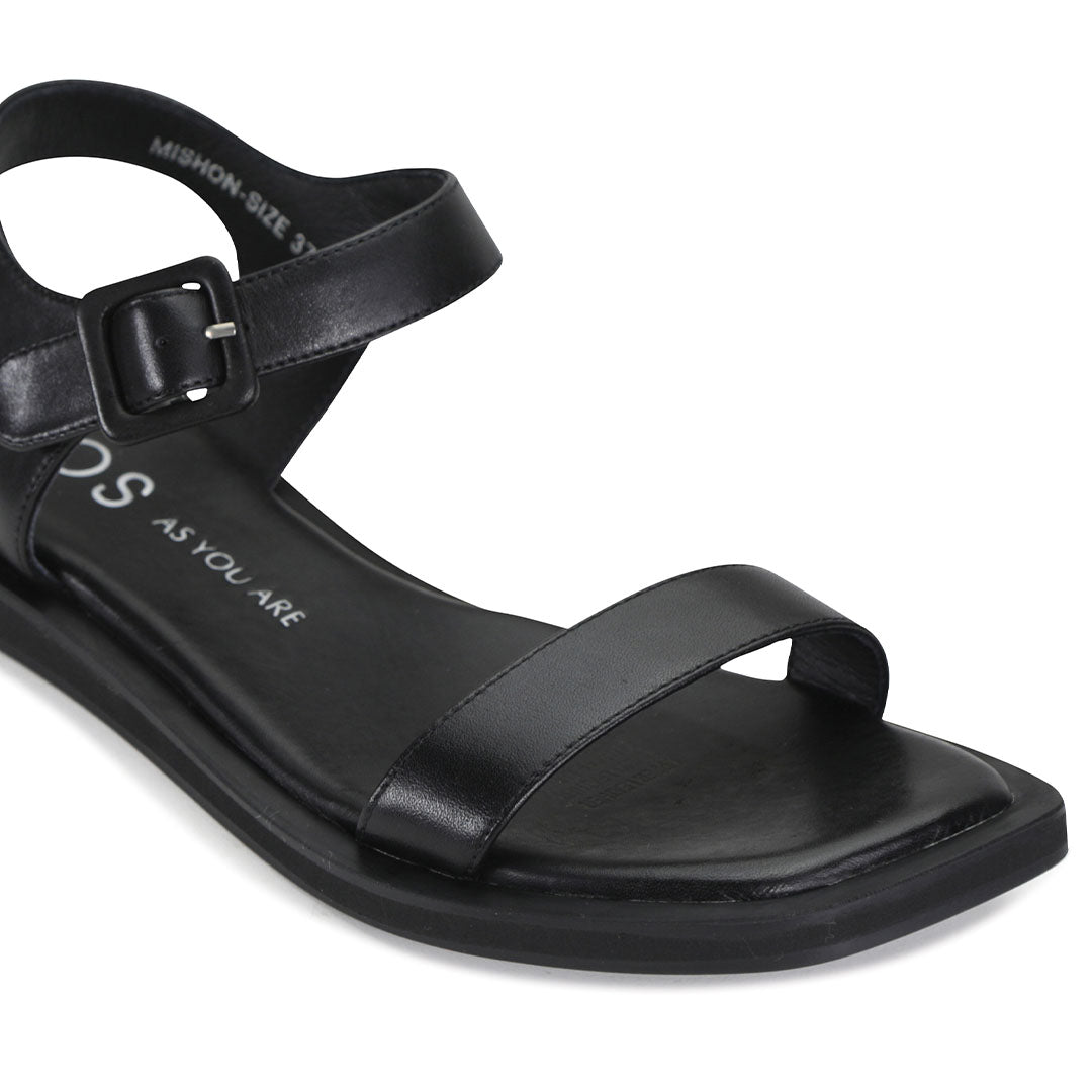 Mishon Leather Ankle Strap Sandals - EOS Footwear - Ankle Strap Sandals #color_black
