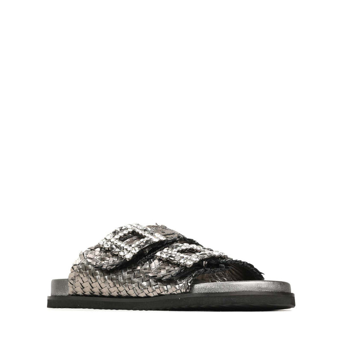 EOS Adinah | Women Slides | Metallic Accent Double Strap