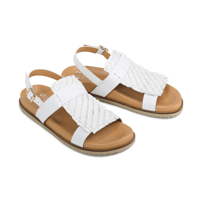 EOS Adinah | Women Leather Slides | Metallic Double Strap