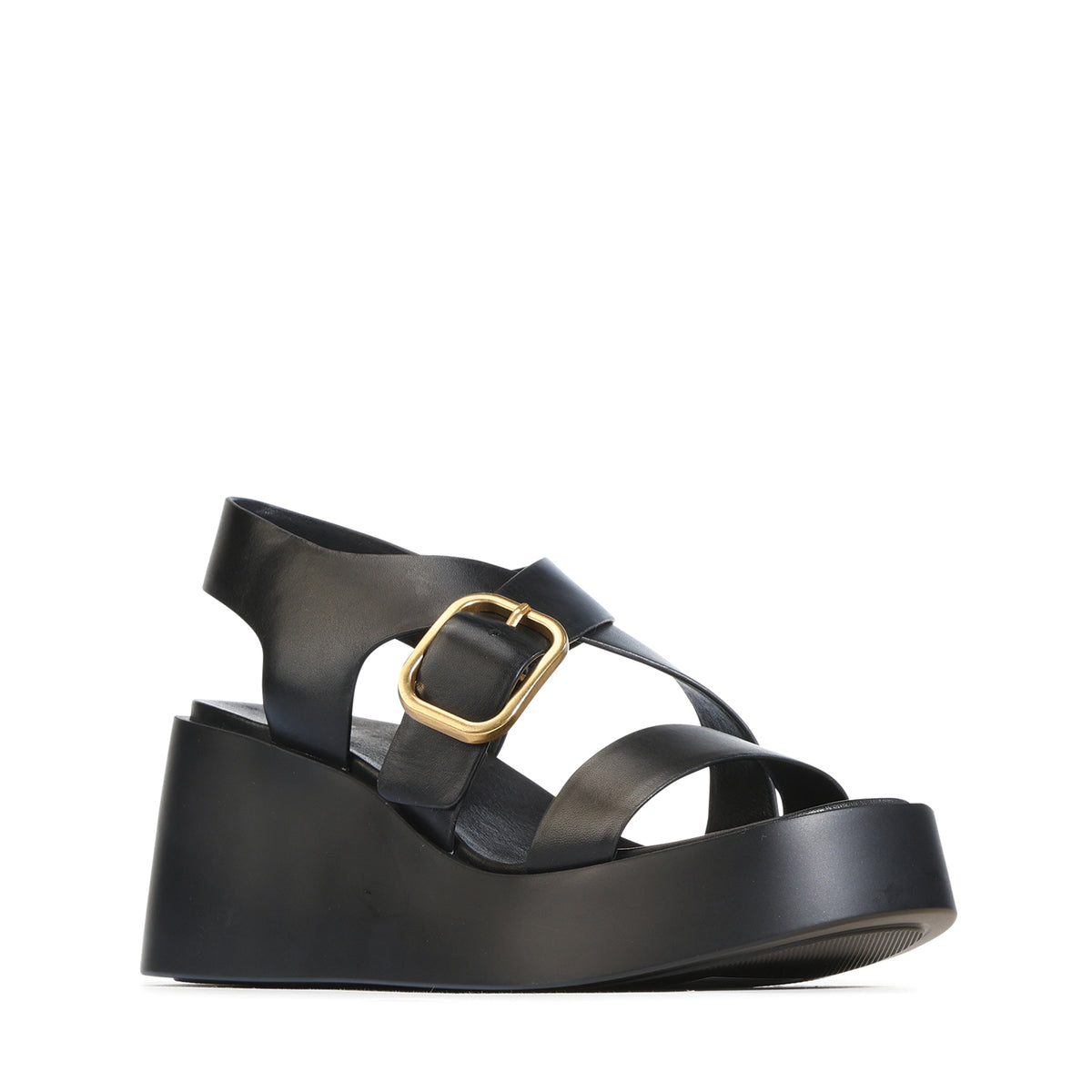 EOS Footwear Arianis Leather Sandal Wedge in Black
#Color_Black