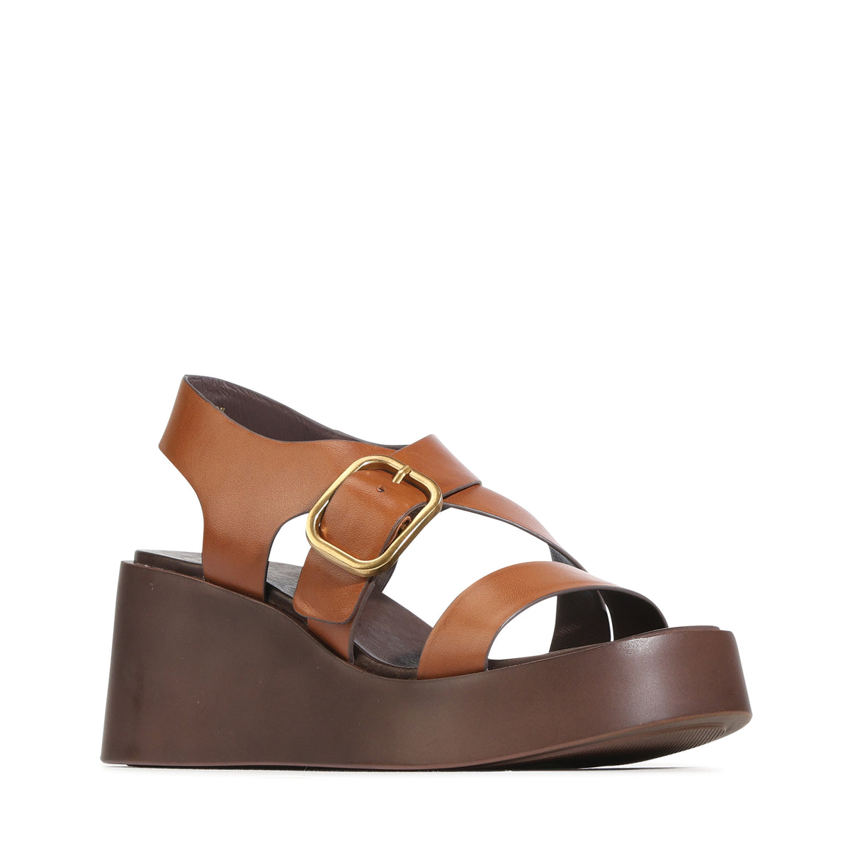 EOS Footwear Arianis Leather Sandal Wedge in Brandy
#Color_Brandy