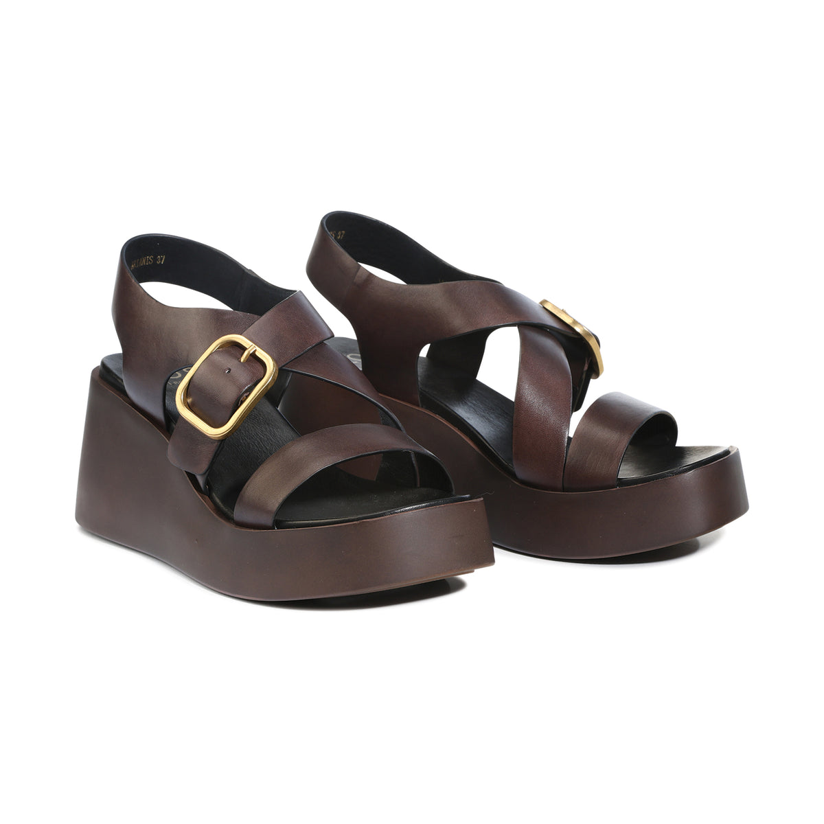EOS Footwear Arianis Leather Sandal Wedge in chestnut
#Color_chestnut