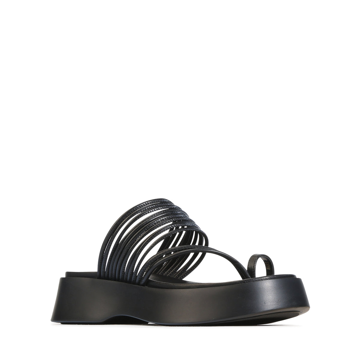 EOS Footwear Bari Leather Flatform Slide in Black
#Color_black