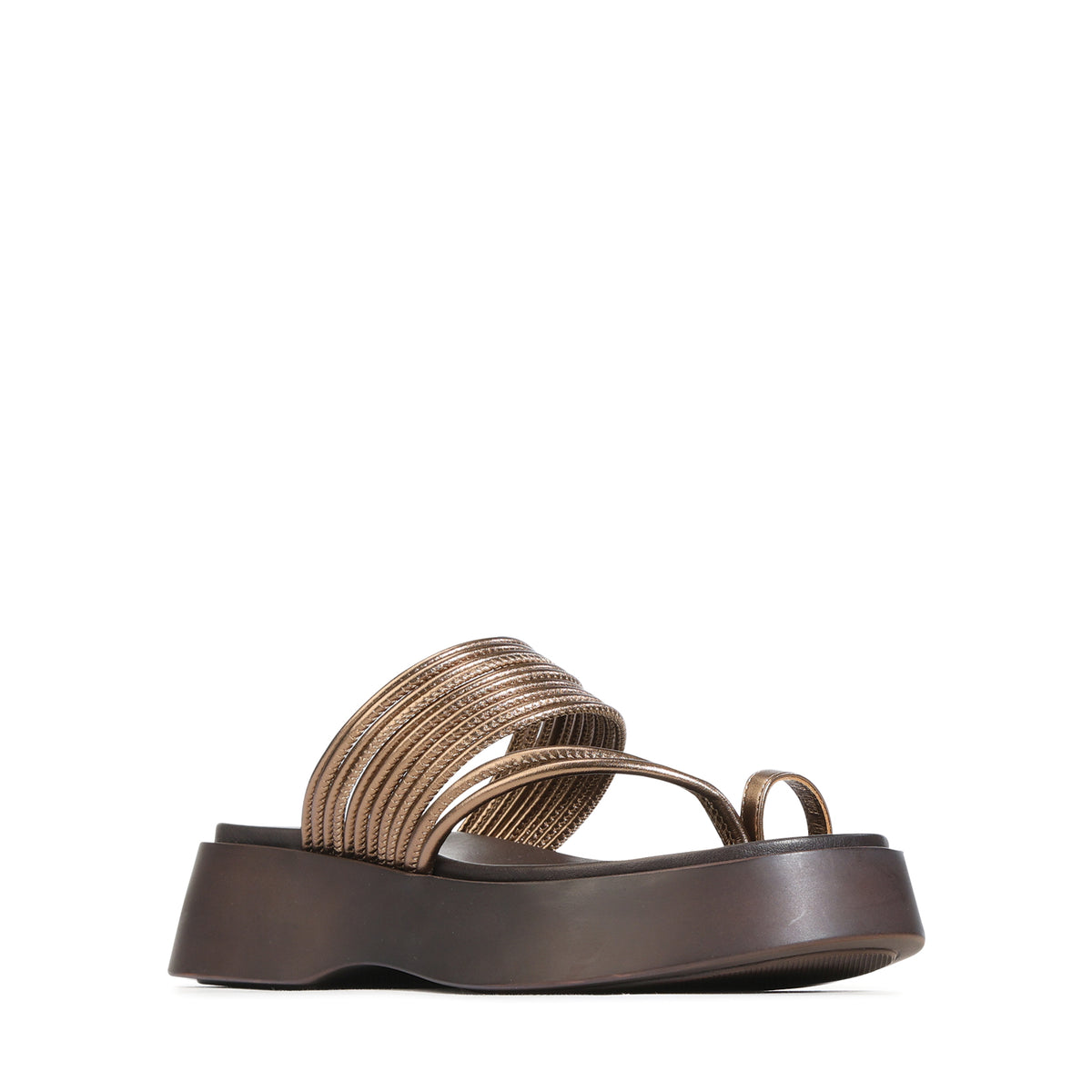 EOS Footwear Bari Leather Flatform Slide in Bronze
#Color_bronze