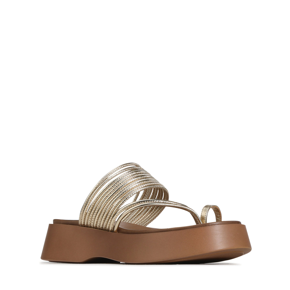 EOS Footwear Bari Leather Flatform Slide in Softgold
#Color_softgold