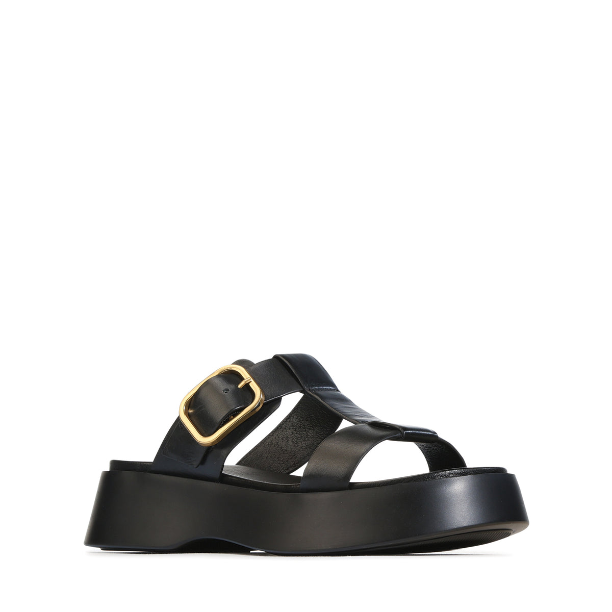 EOS Footwear Baria Leather Flatform Slide in Black
#Color_black