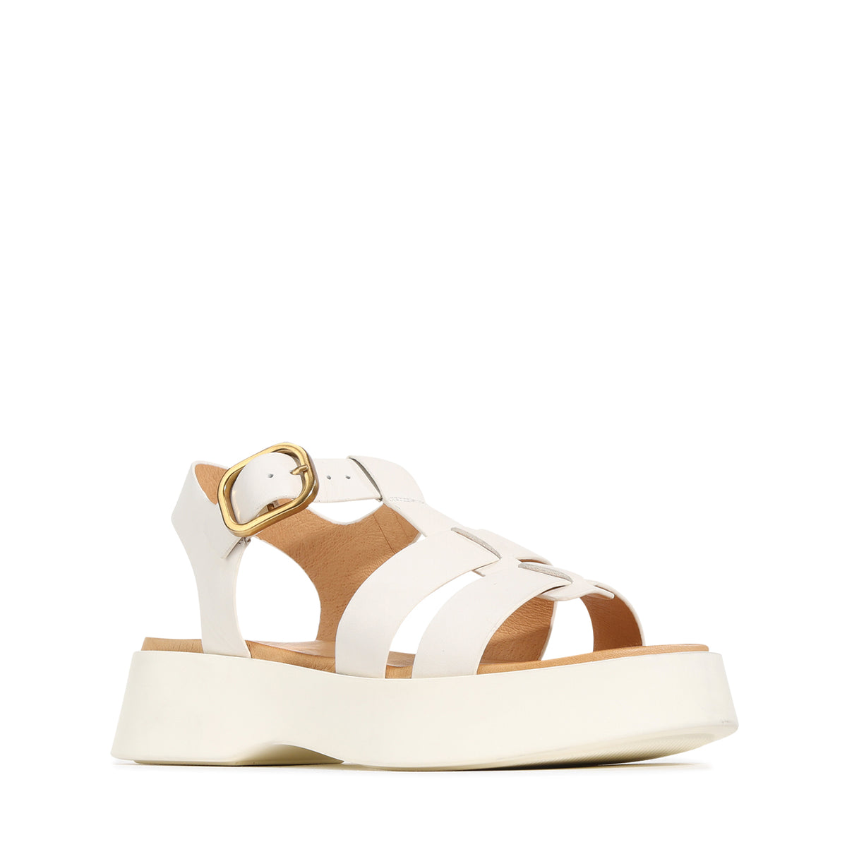 EOS Footwear Bario Leather Sandal in Bone
#Color_bone
