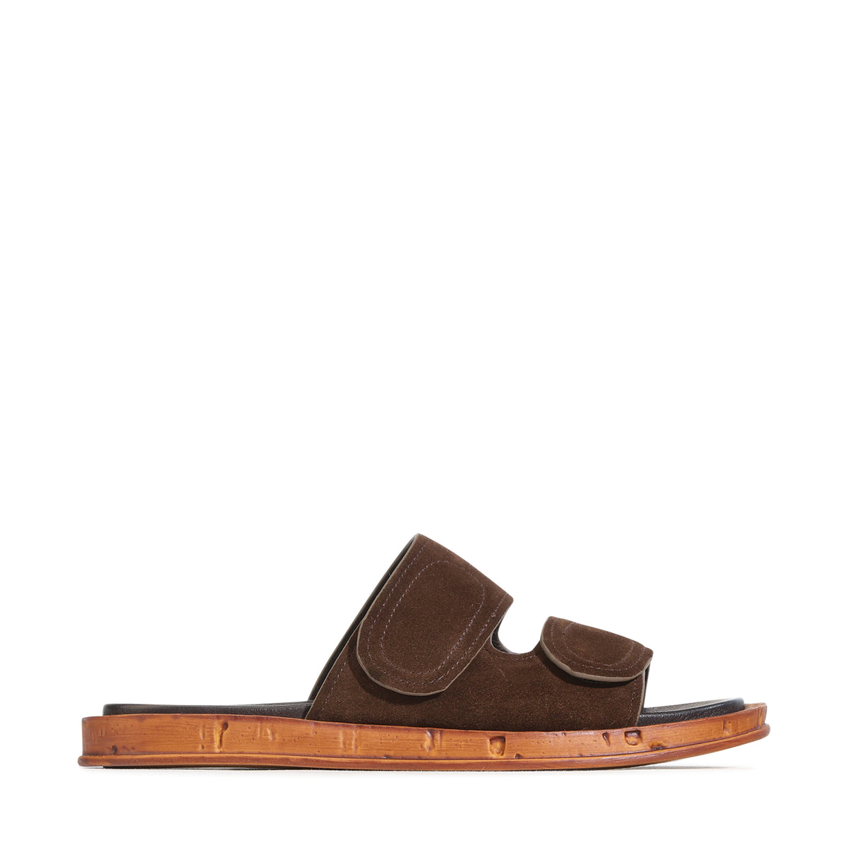 EOS Footwear Cera Leather Slide in Chestnut-suede
#Color_Chestnut-suede