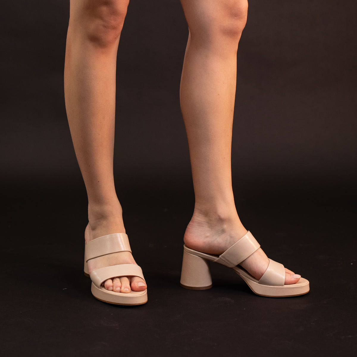 EOS Doro | Women Slides | Double Straps Leather Sandals