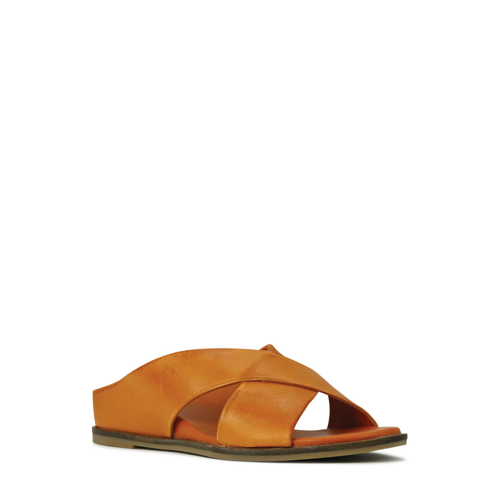 FLEUR LEATHER SLIDE SANDALS