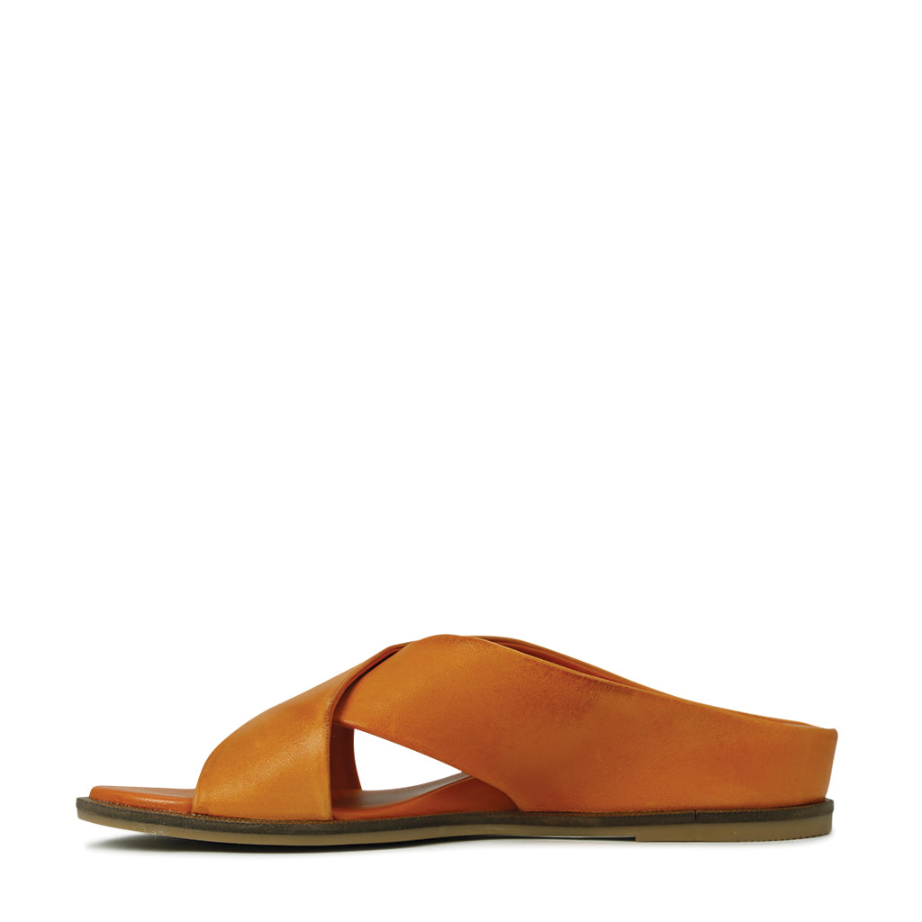 FLEUR LEATHER SLIDE SANDALS