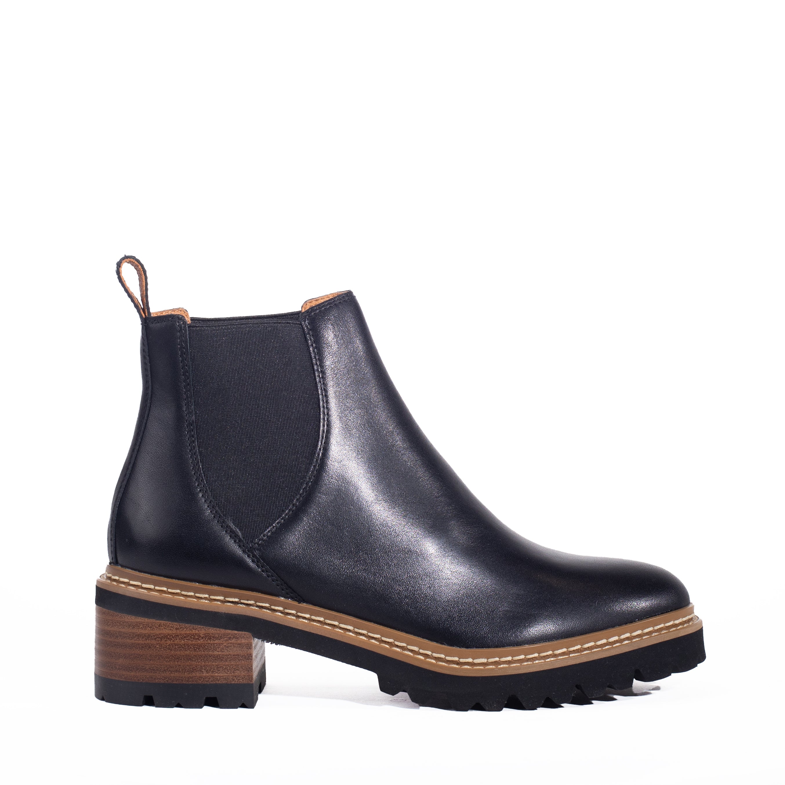 LINDY LEATHER HEEL ANKLE BOOTS