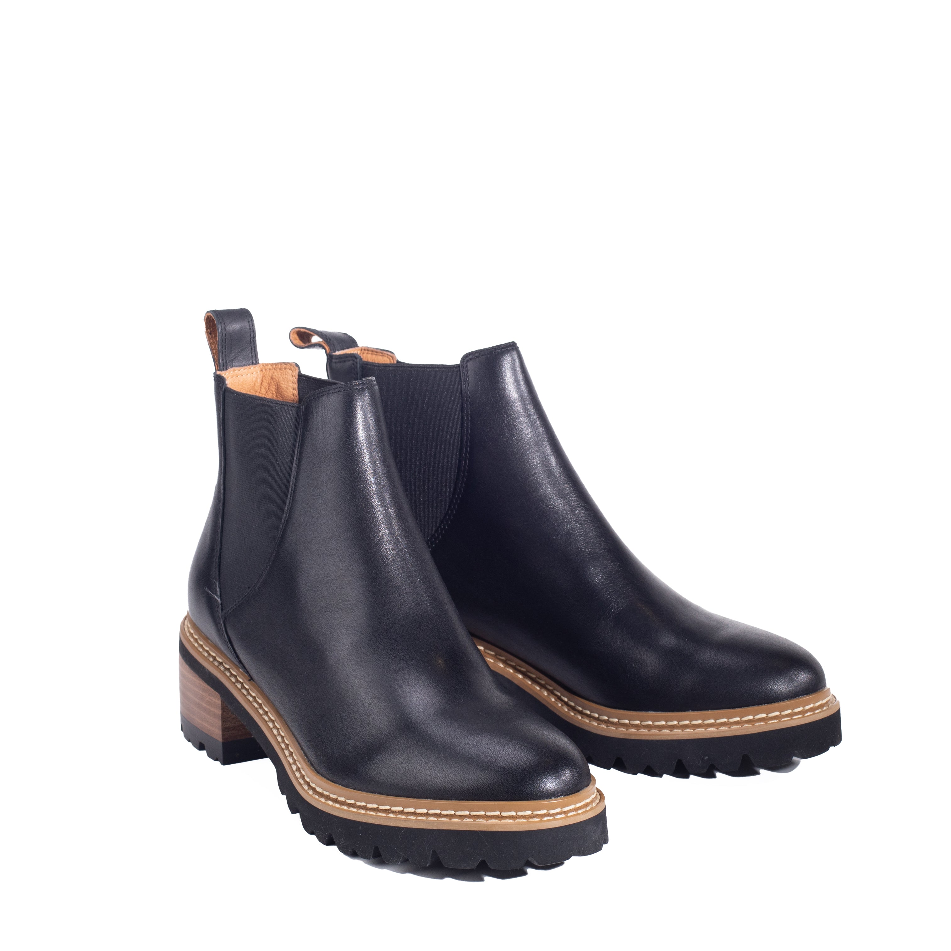 LINDY LEATHER HEEL ANKLE BOOTS
