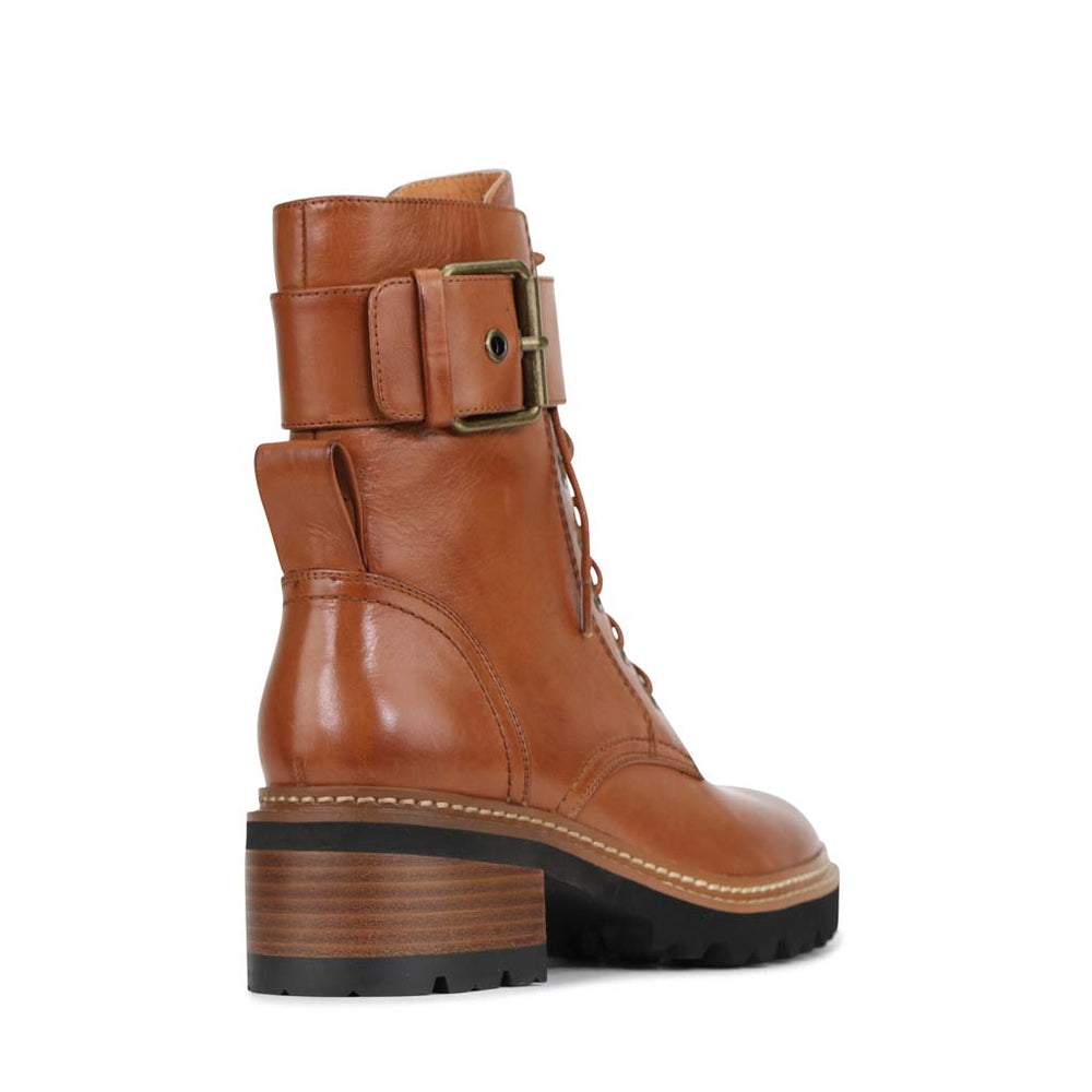 EOS Line | Women Combat Boots | Bold Lace-Up Large Metal Buckle