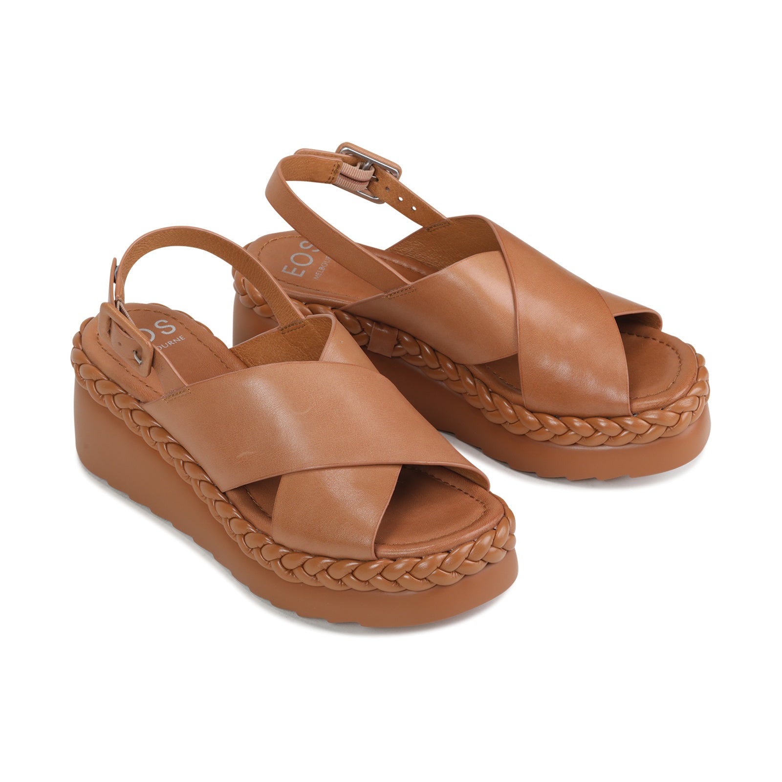 MELIA LEATHER WEDGE SLIDE SANDALS