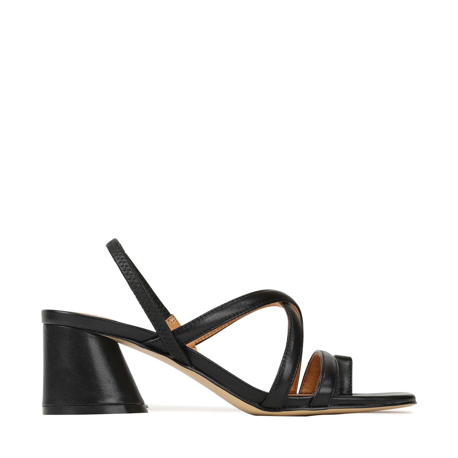 PETICE LEATHER BLOCK HEEL SANDALS