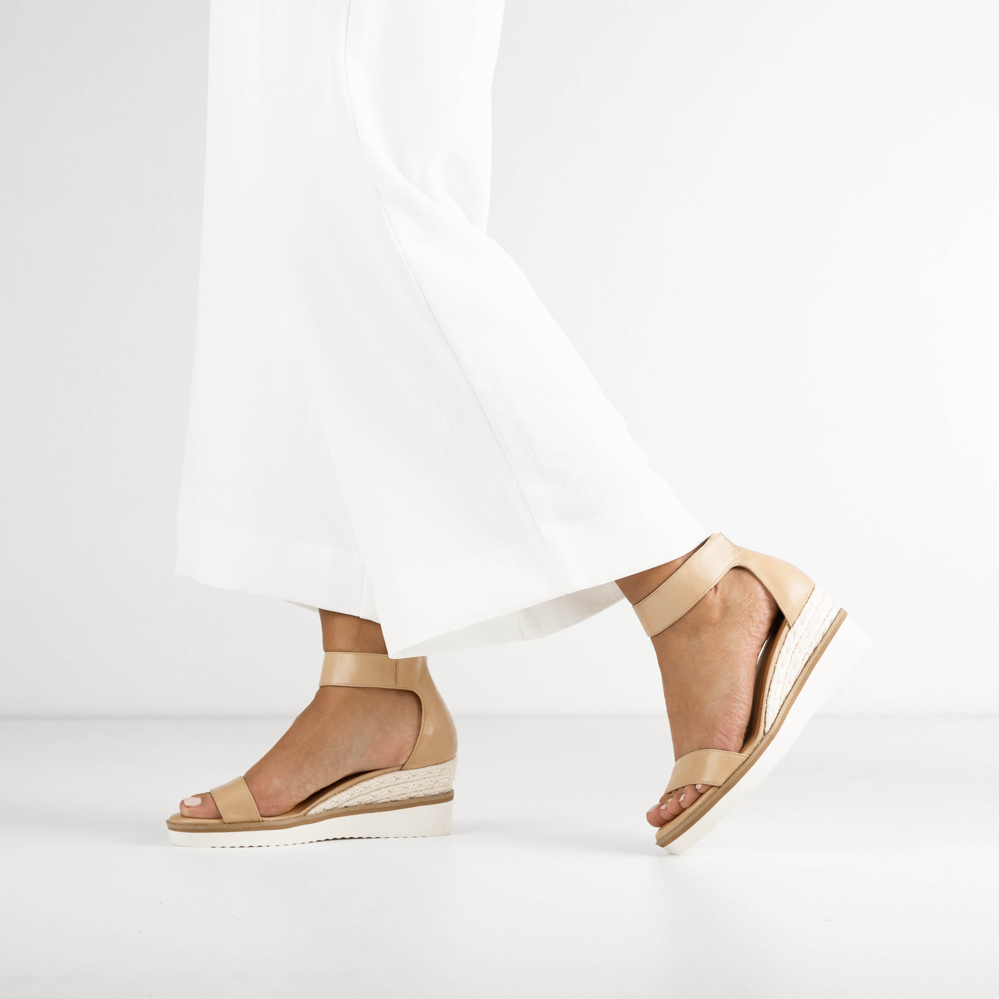 LAZY - EOS Footwear - Ankle Strap Sandals #color_tan