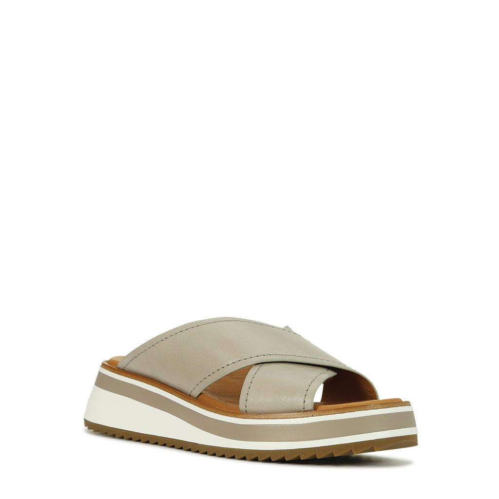 SPORT LEATHER CROSSOVER SLIDE SANDAL