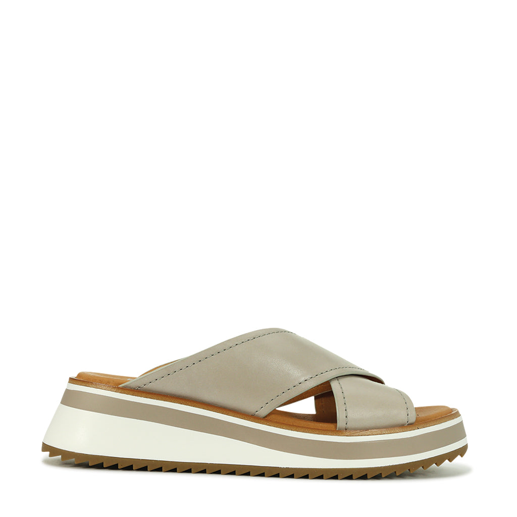 SPORT LEATHER CROSSOVER SLIDE SANDAL