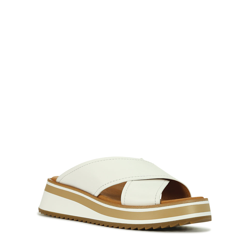 SPORT LEATHER CROSSOVER SLIDE SANDAL