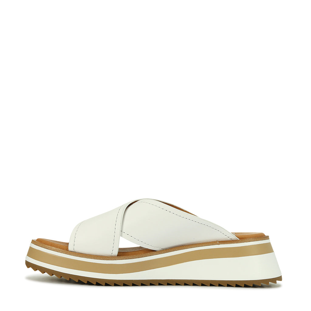 SPORT LEATHER CROSSOVER SLIDE SANDAL