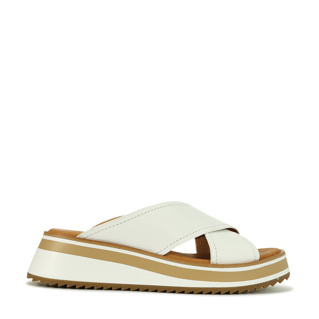 SPORT LEATHER CROSSOVER SLIDE SANDAL