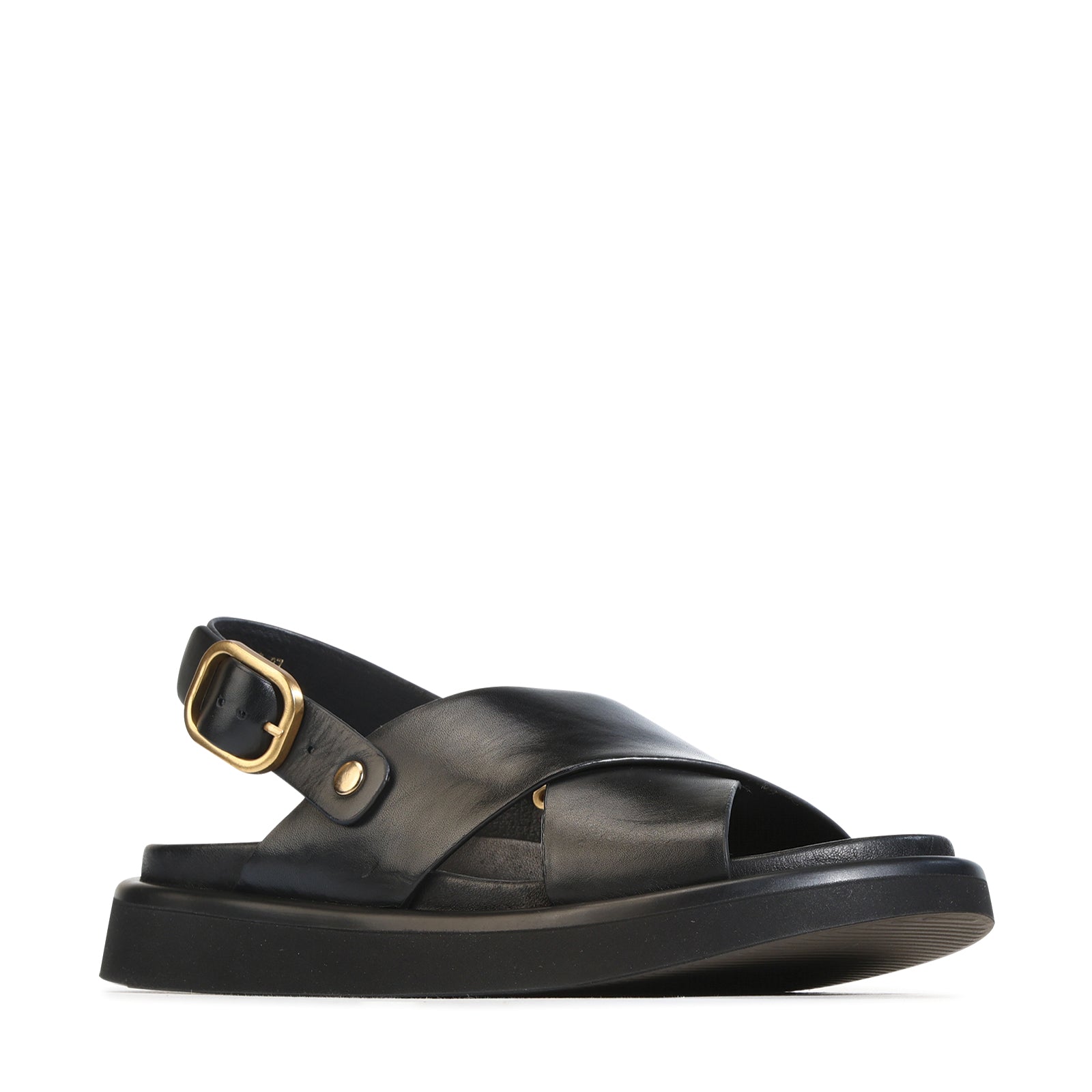 EOS Footwear Slayter Leather Sandal in black
#Color_black