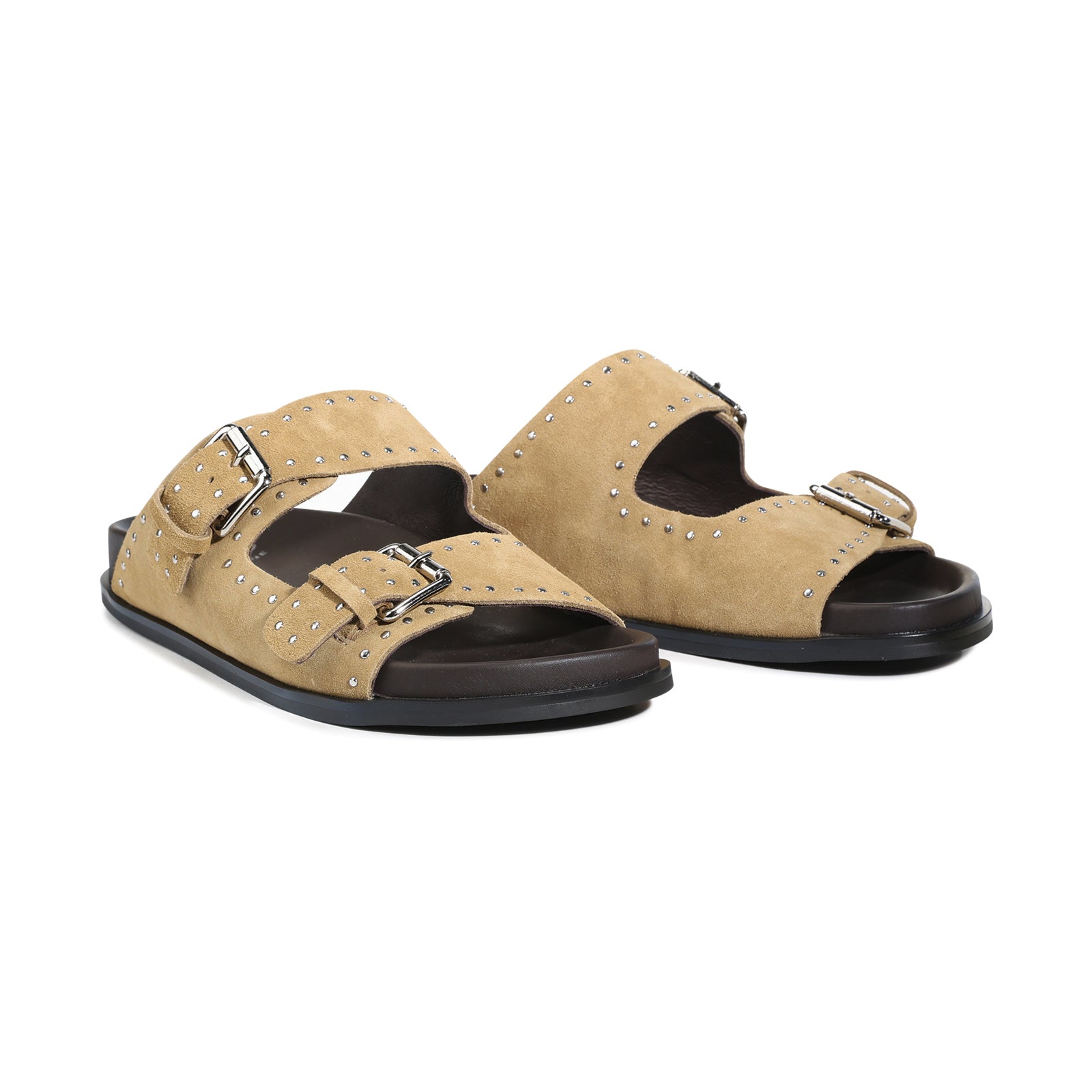 EOS Footwear Stara Leather Slide in olive-suede
#Color_olive-suede
