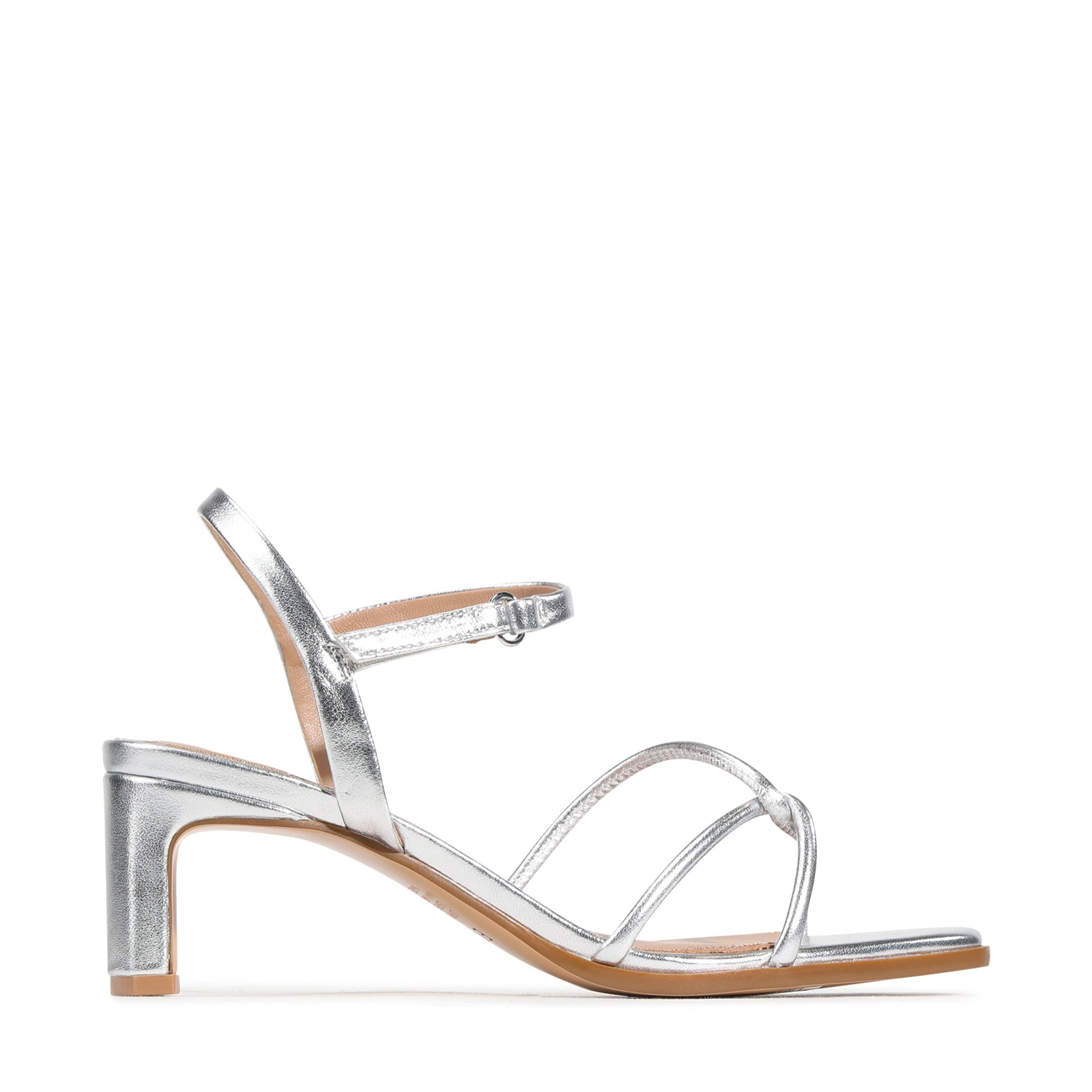 EOS Footwear Vanish Leather Sandal Heel in Silver
#Color_Silver