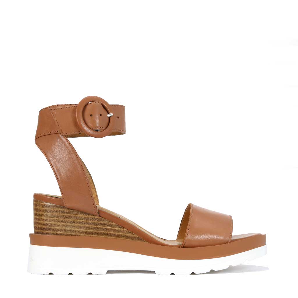 Joey Leather Ankle Strap Sandals - EOS Footwear - Ankle Strap Sandals #color_brandy