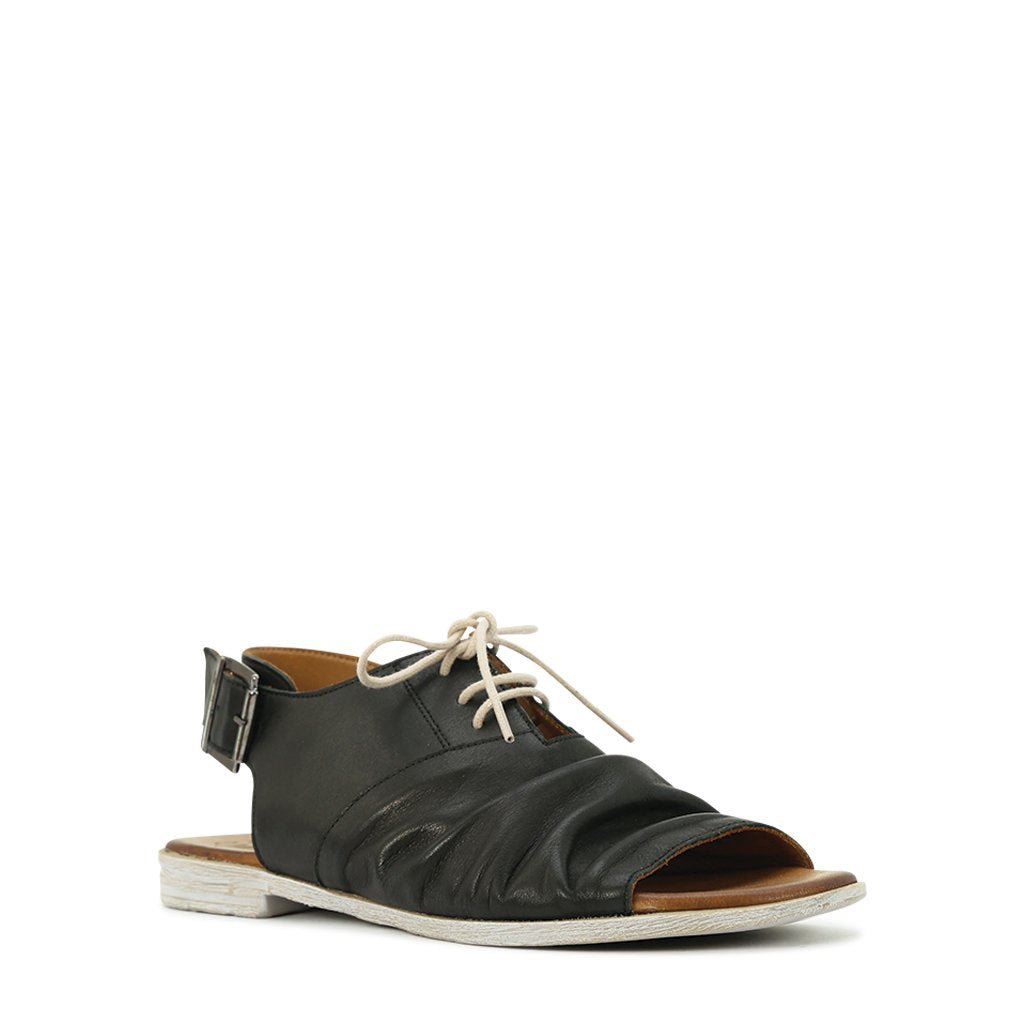 Louelle Leather Sling Back Sandals - EOS Footwear #color_black
