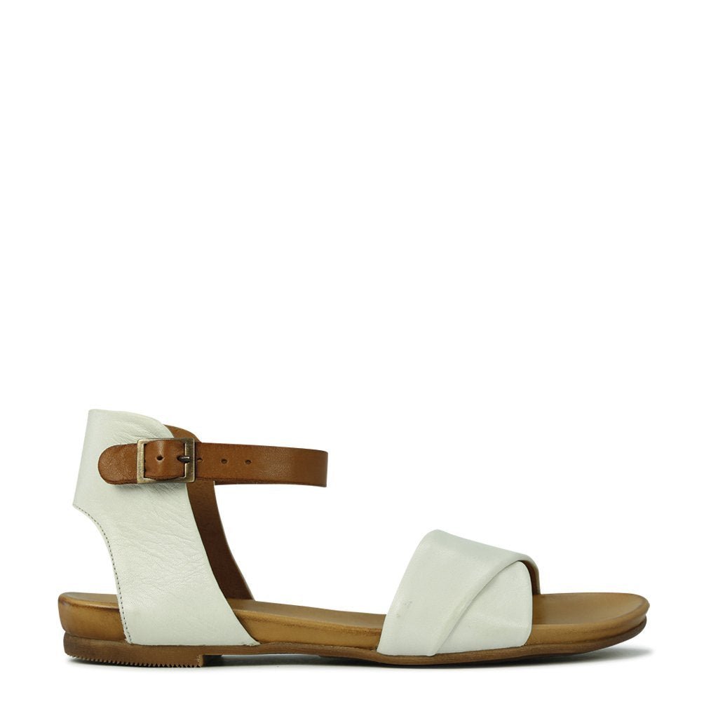 LARNIA - EOS Footwear - Ankle Strap Sandals #color_Taupe/white