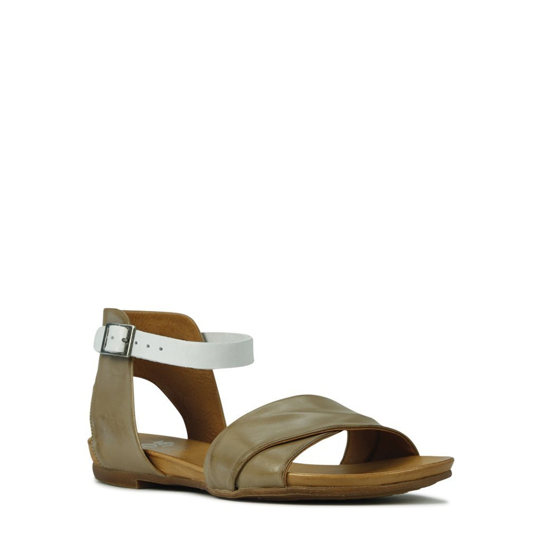 LARNIA - EOS Footwear - Ankle Strap Sandals #color_Taupe/white