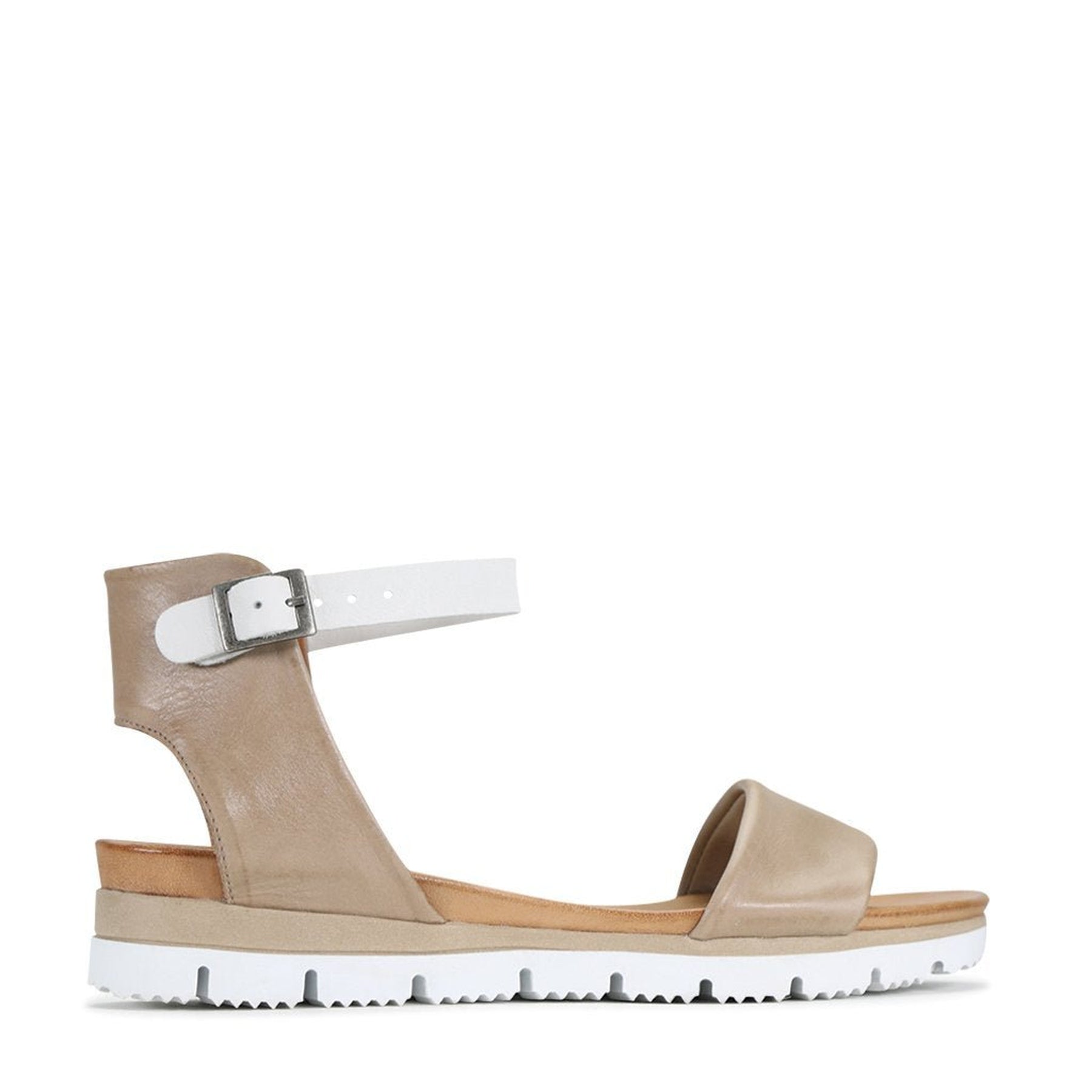 SODA - EOS Footwear - Ankle Strap Sandals #color_taupe/white