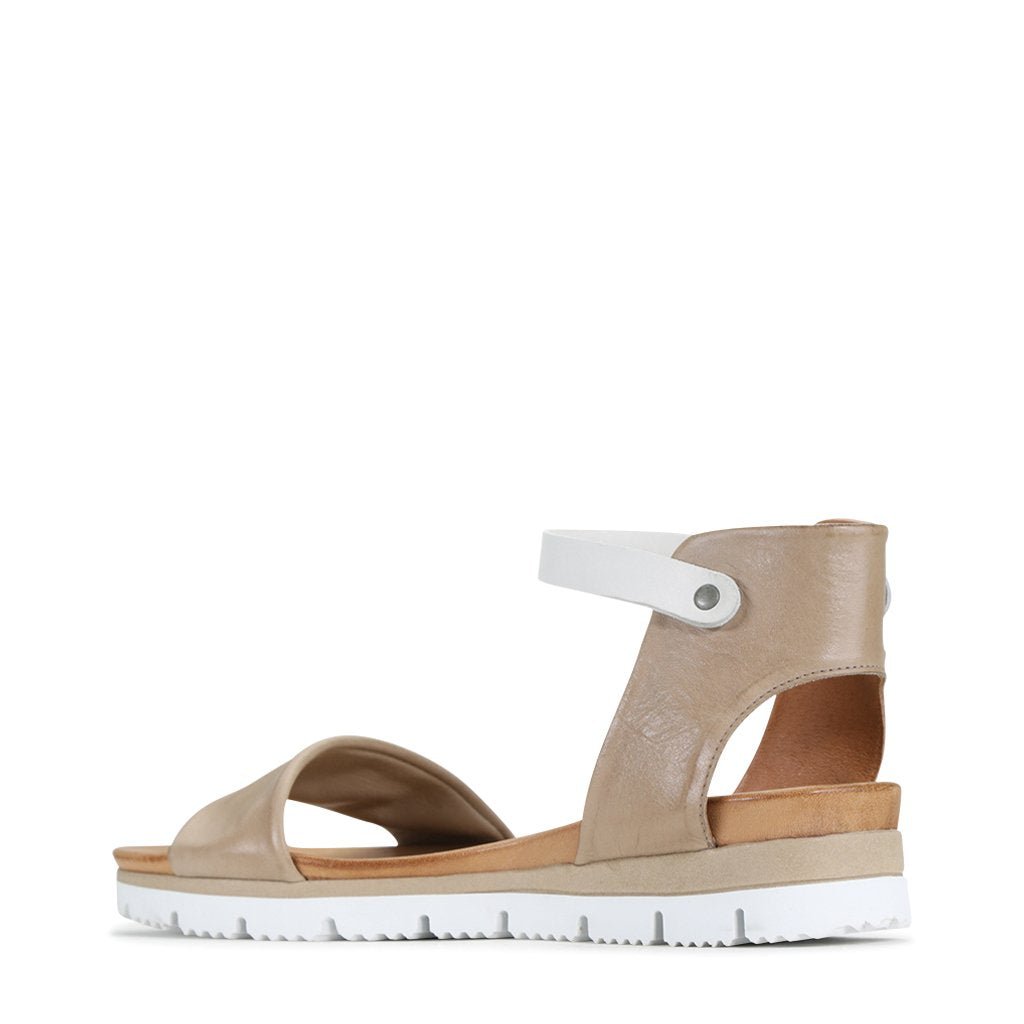 SODA - EOS Footwear - Ankle Strap Sandals #color_Taupe/white