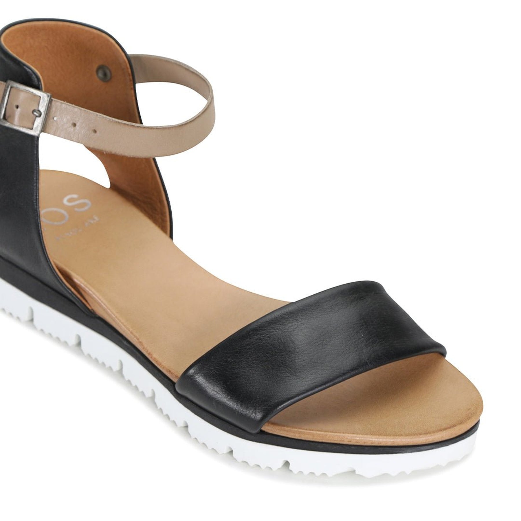 SODA - EOS Footwear - Ankle Strap Sandals #color_Black/taupe