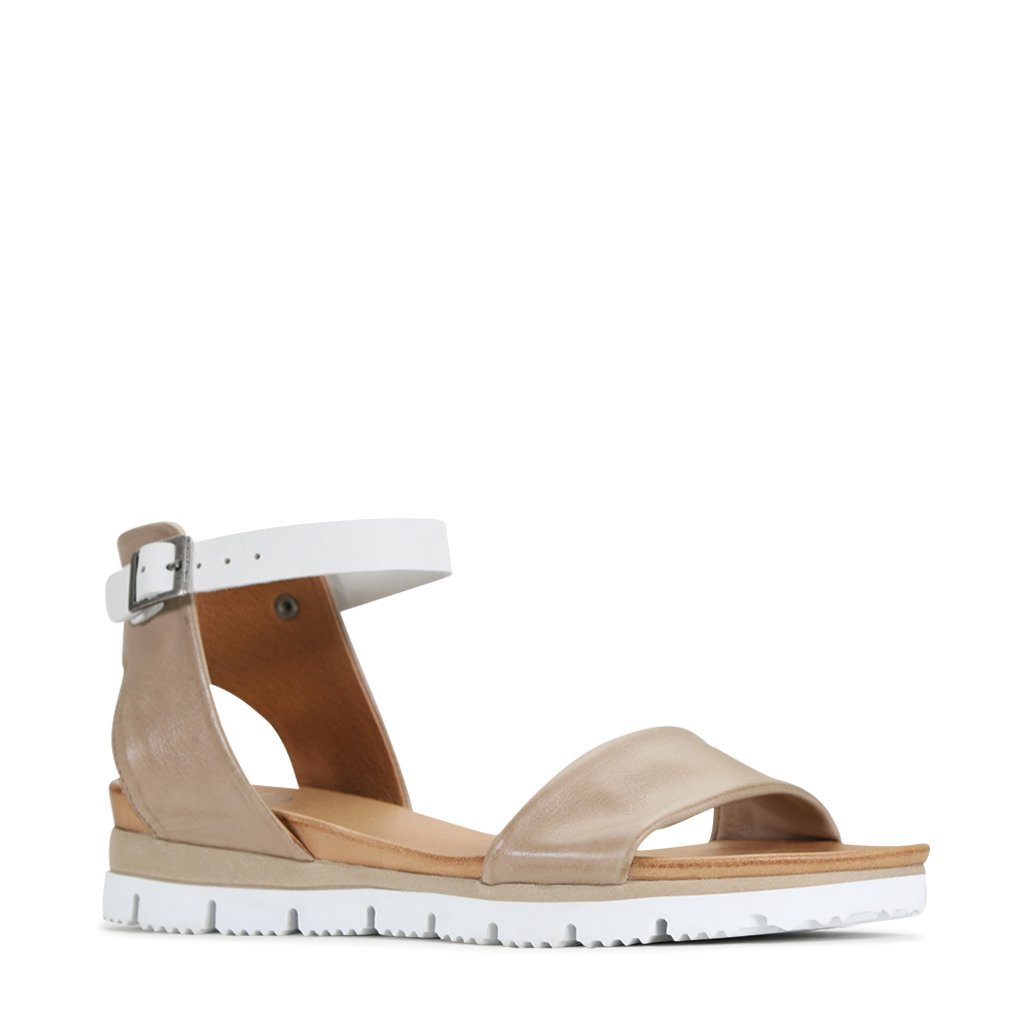SODA - EOS Footwear - Ankle Strap Sandals #color_Taupe/white
