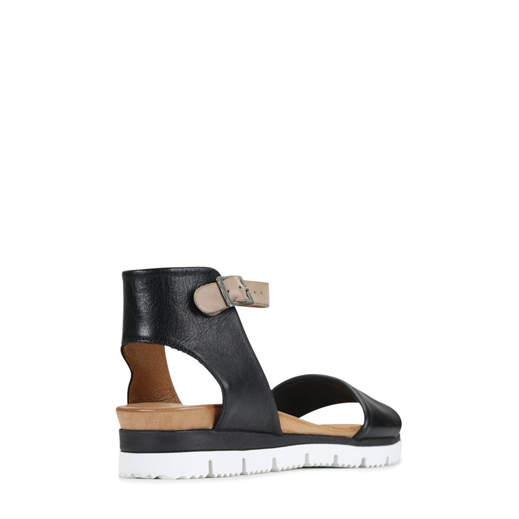 SODA - EOS Footwear - Ankle Strap Sandals #color_Black/taupe