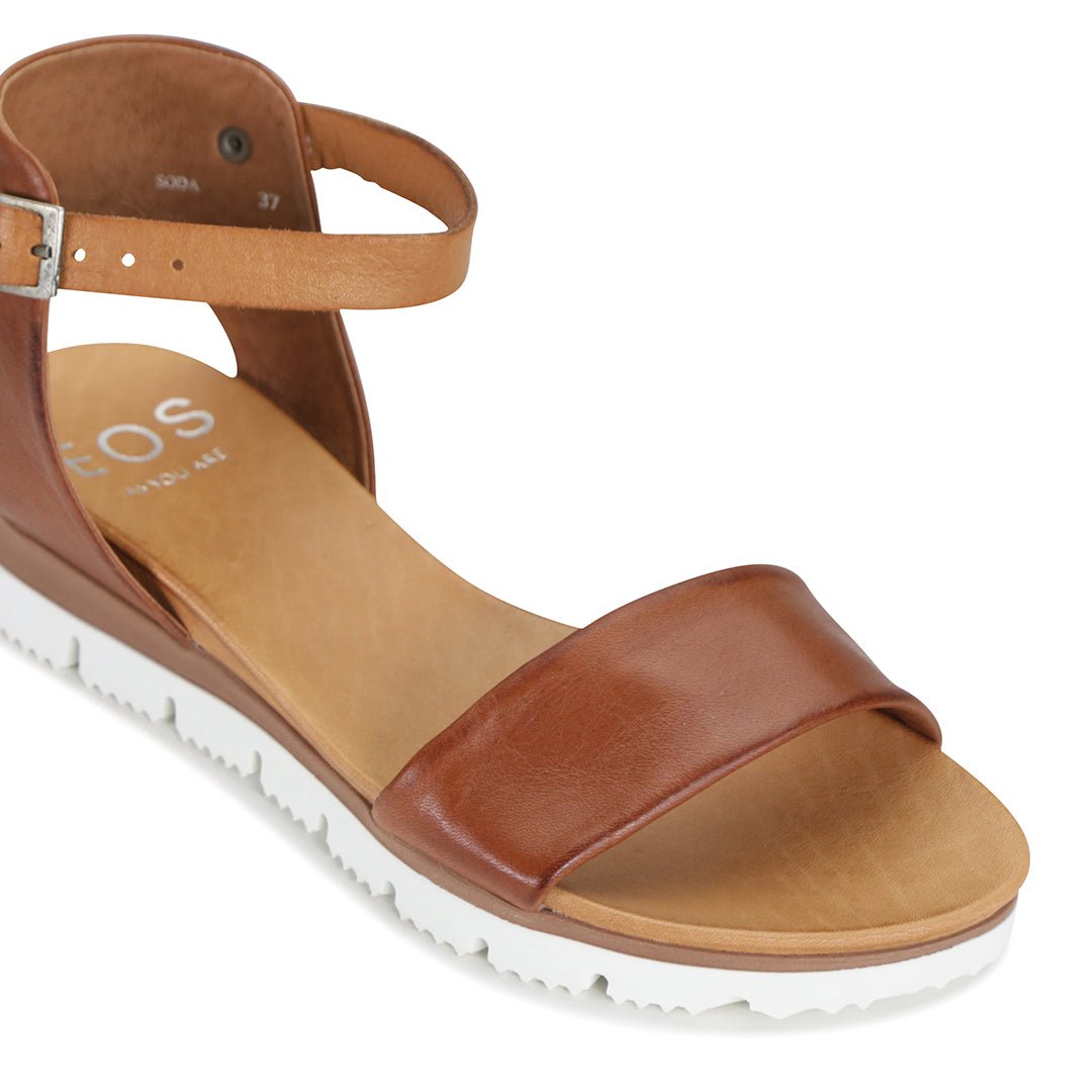 SODA - EOS Footwear - Ankle Strap Sandals #color_brandy/tan